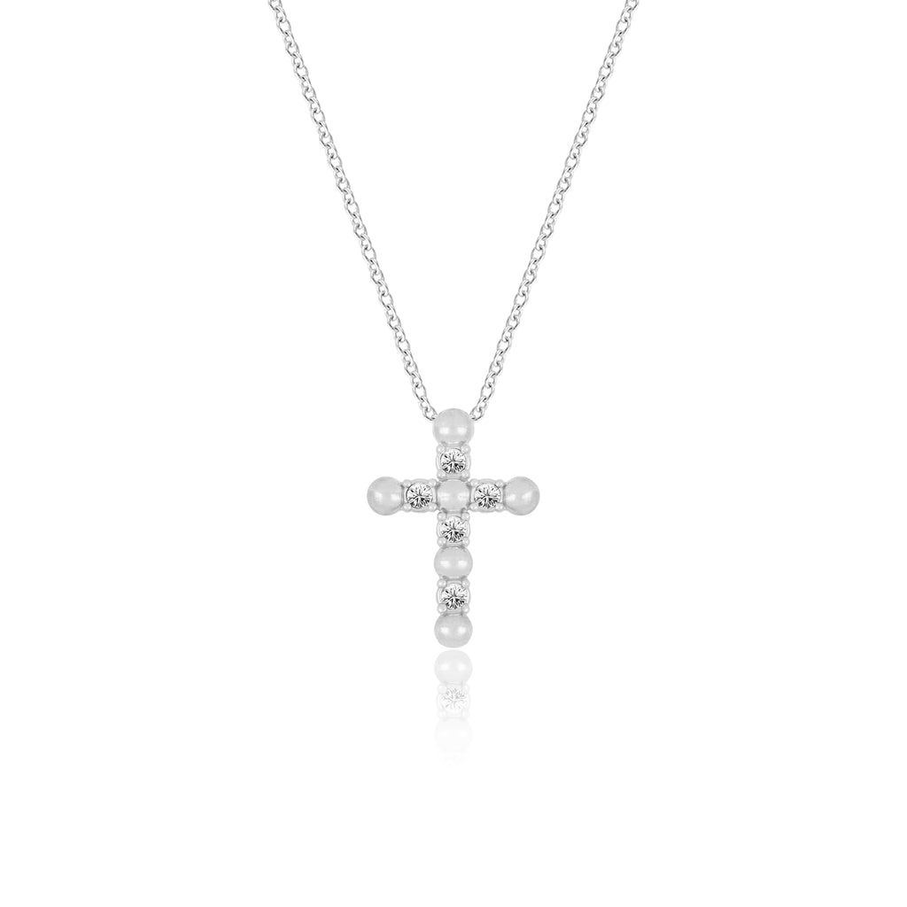Delicate Crystal Cross Pendant Necklace - Gloria Jewels