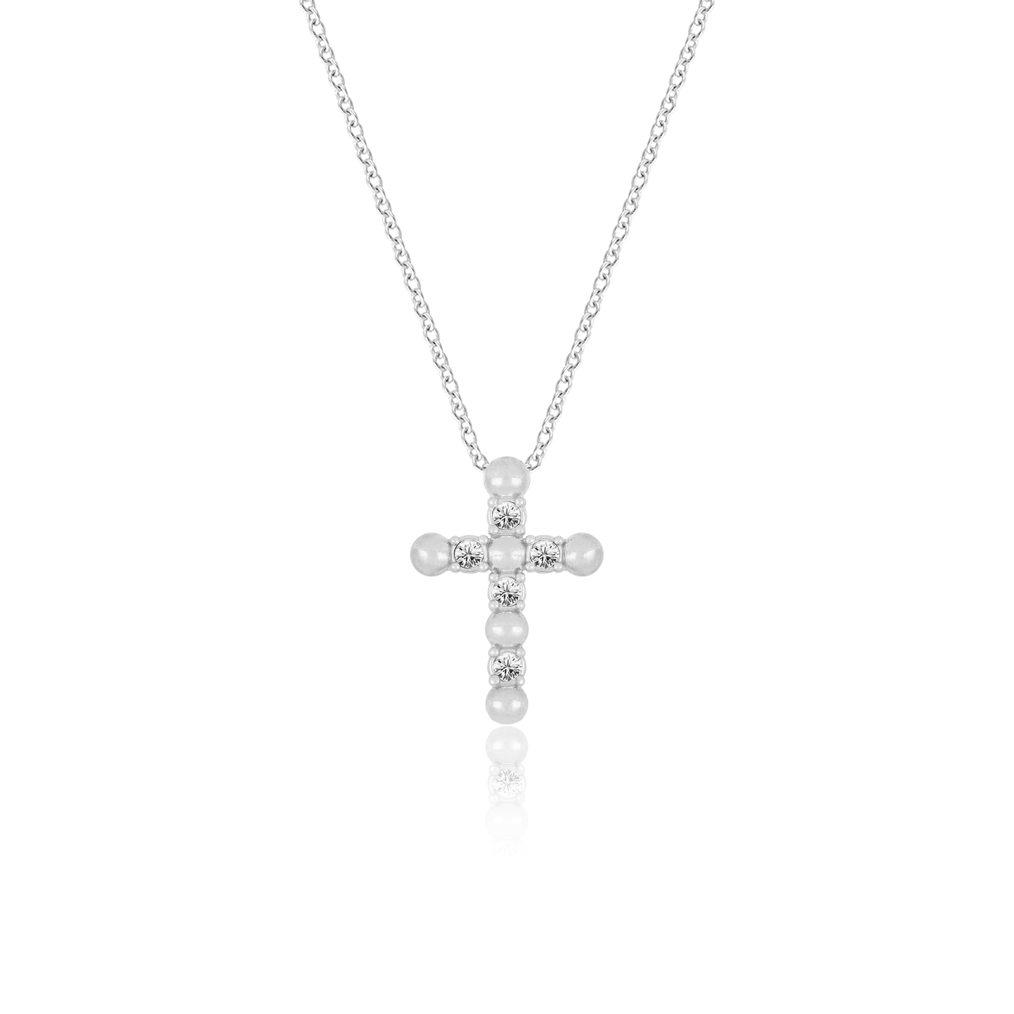 Delicate Crystal Cross Pendant Necklace - Gloria Jewels