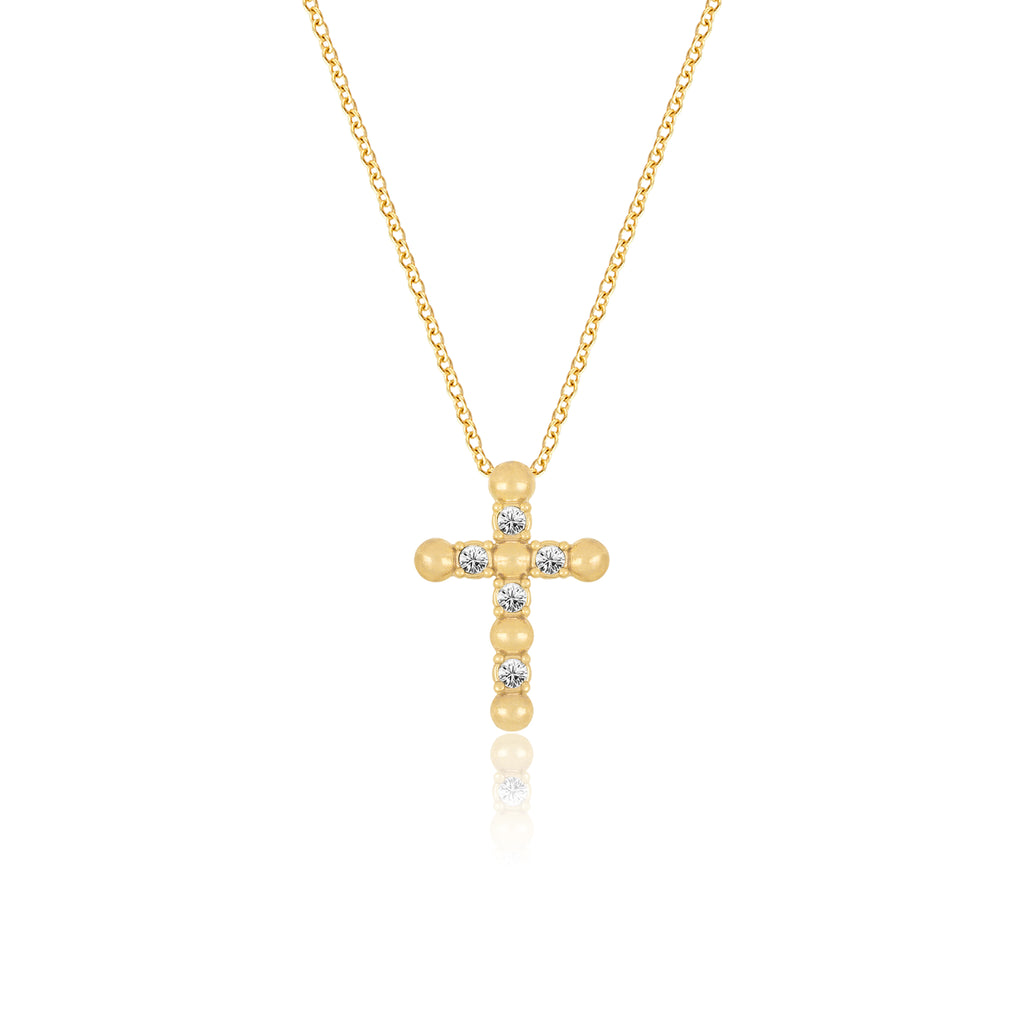 Delicate Crystal Cross Pendant Necklace - Gloria Jewels