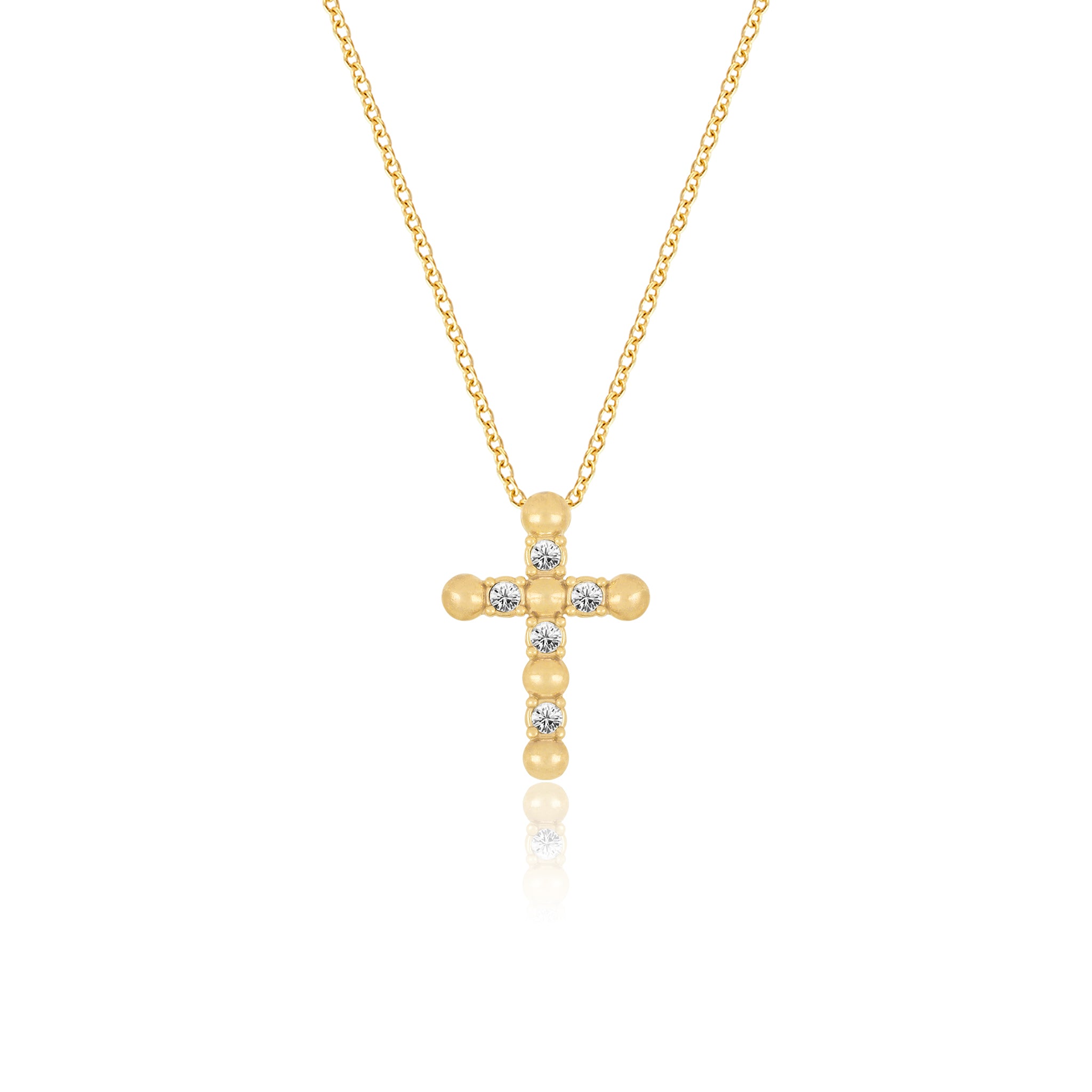 Delicate Crystal Cross Pendant Necklace - Gloria Jewels