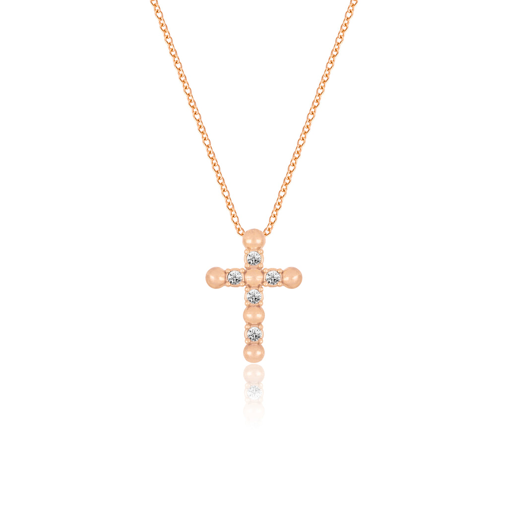 Delicate Crystal Cross Pendant Necklace - Gloria Jewels