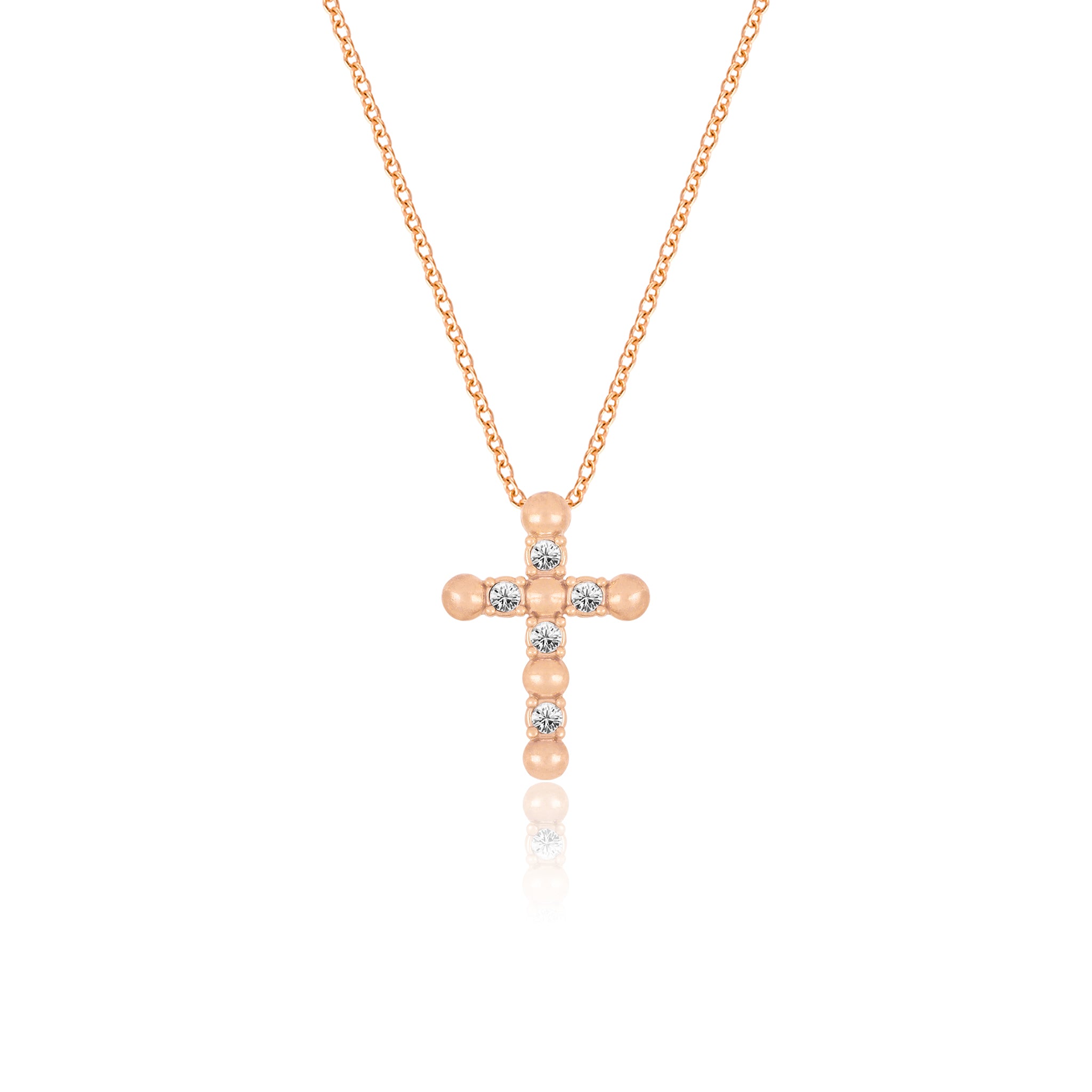 Delicate Crystal Cross Pendant Necklace - Gloria Jewels