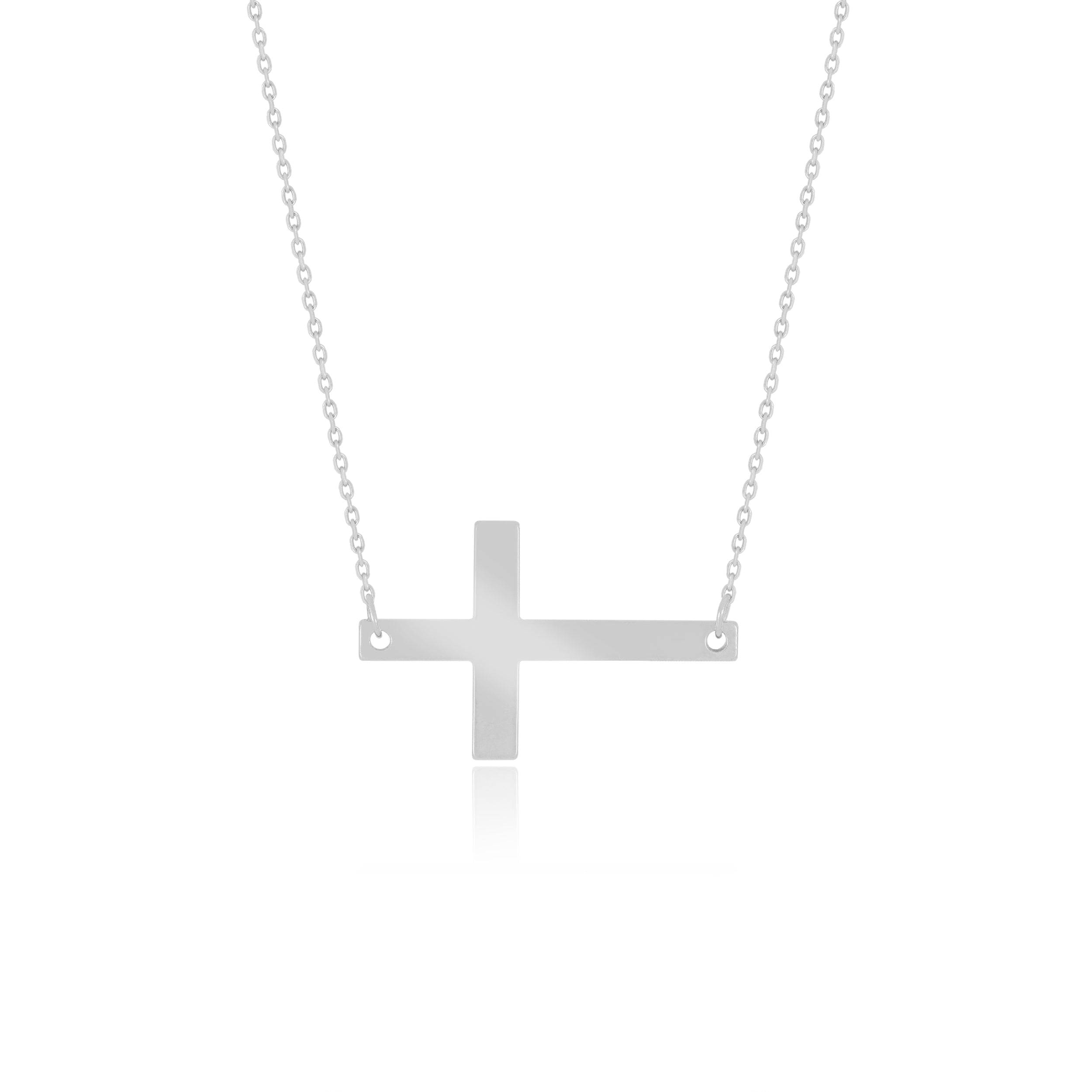 Inscribed Sideways Cross Pendant Necklace - Gloria Jewels