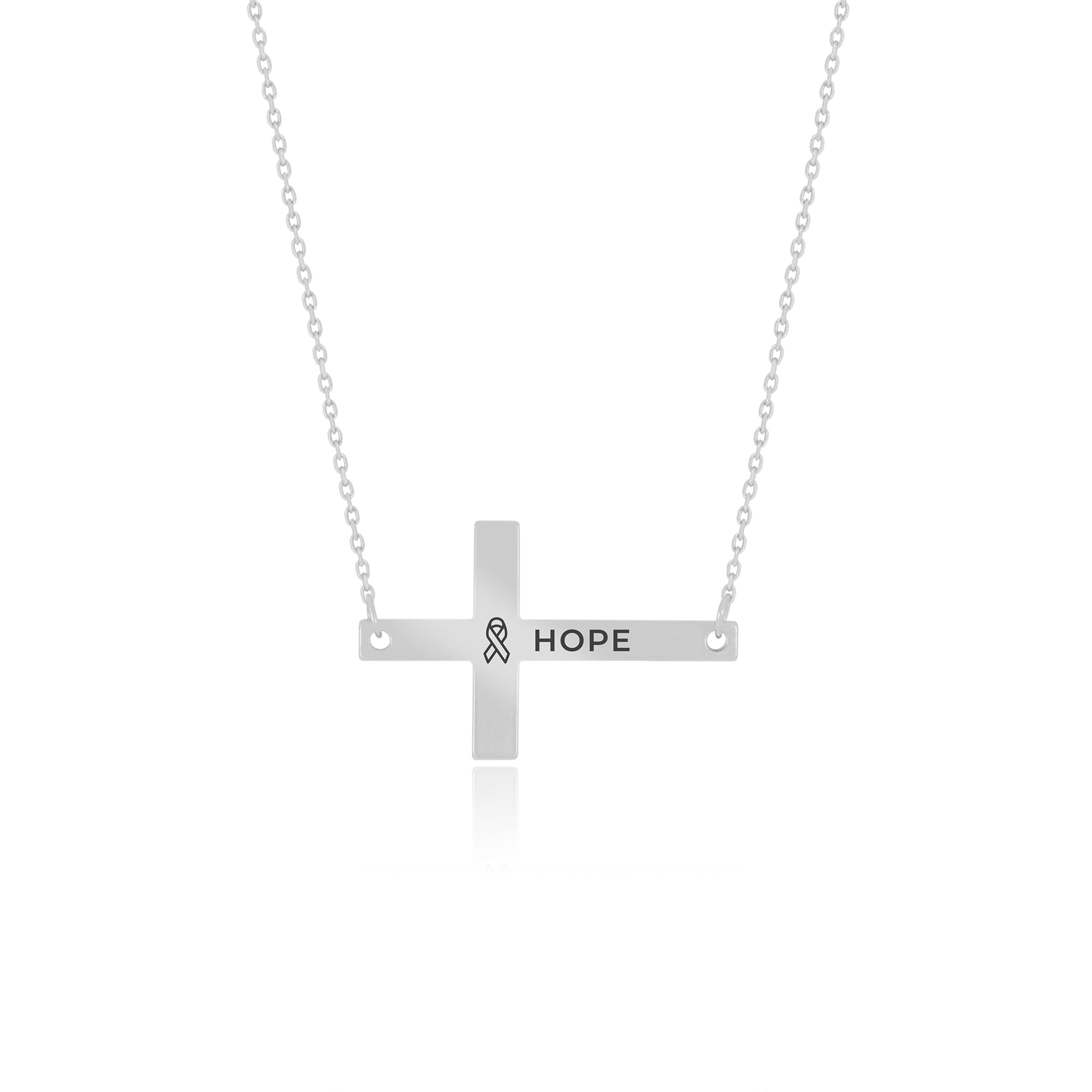 Inscribed Sideways Cross Pendant Necklace - Gloria Jewels