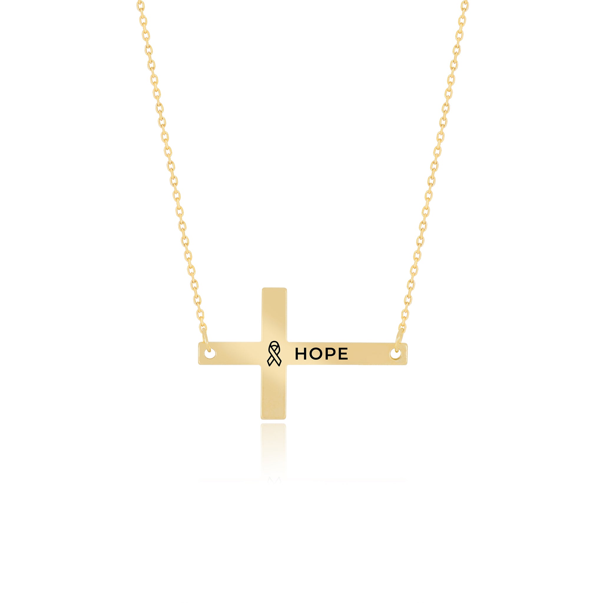 Inscribed Sideways Cross Pendant Necklace - Gloria Jewels
