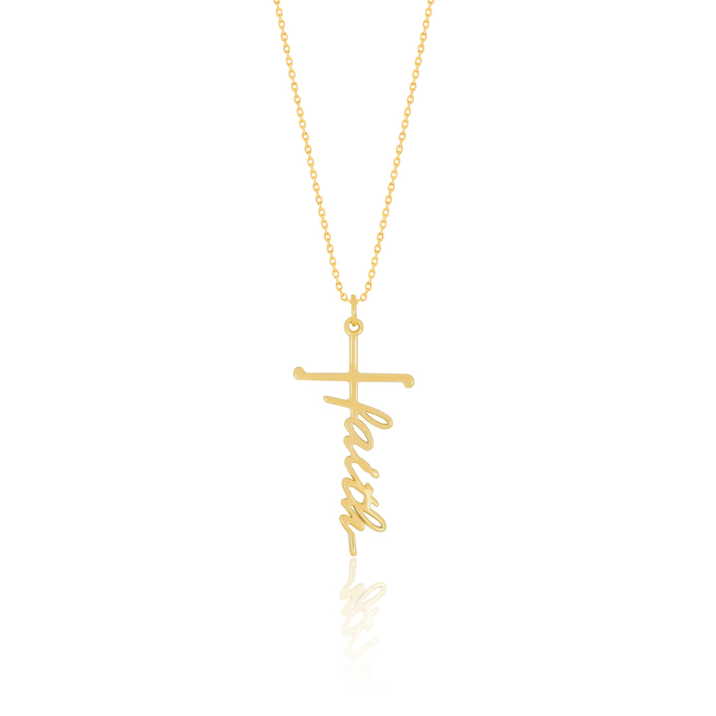 Faith Inscribed Cross Pendant - Gloria Jewels