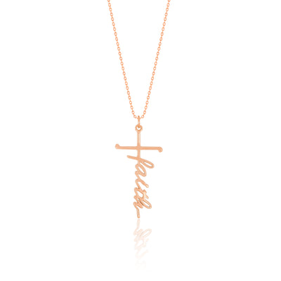 Faith Inscribed Cross Pendant - Gloria Jewels