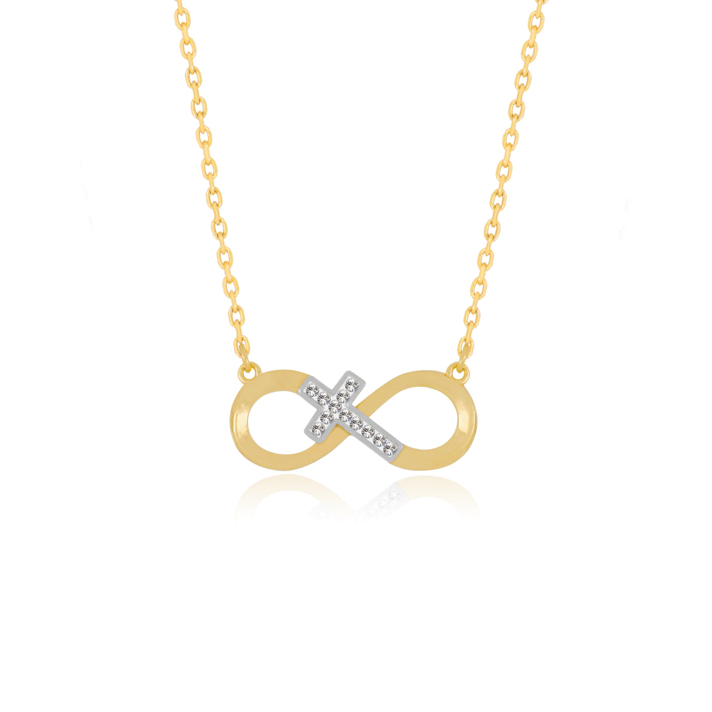 Crystal Cross Within Infinity Pendant Necklace - Gloria Jewels