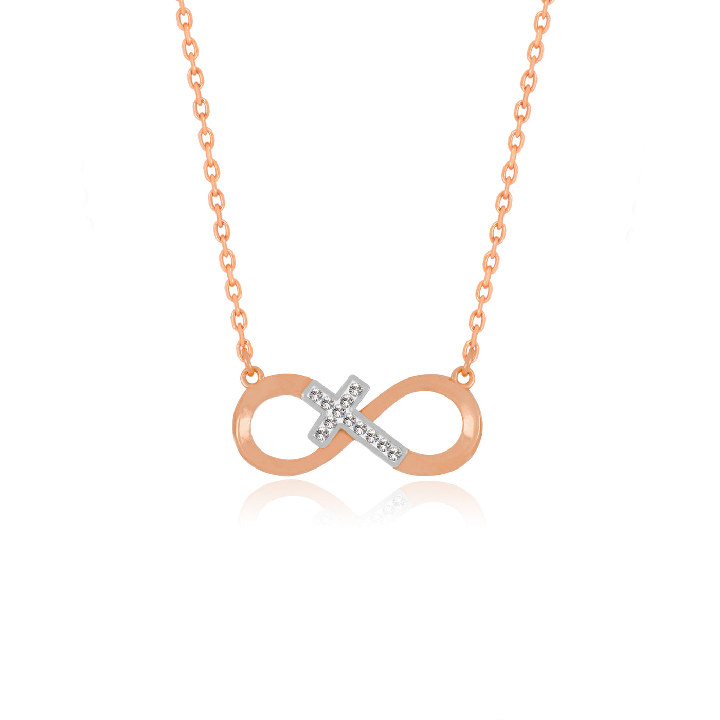 Crystal Cross Within Infinity Pendant Necklace - Gloria Jewels