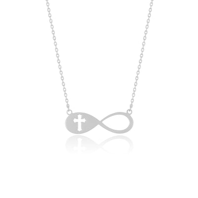 Infinity with Cut-Out Cross Necklace Pendant - Gloria Jewels