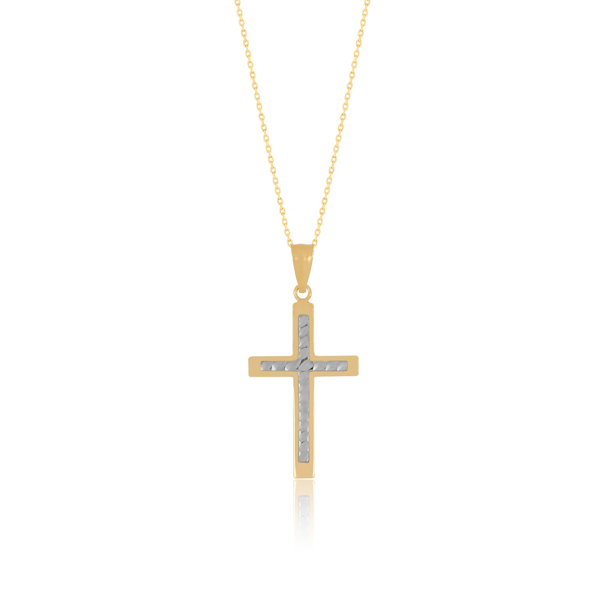 Classic Two Layer Grooved Cross Pendant - Gloria Jewels