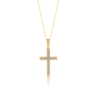 Classic Two Layer Grooved Cross Pendant - Gloria Jewels
