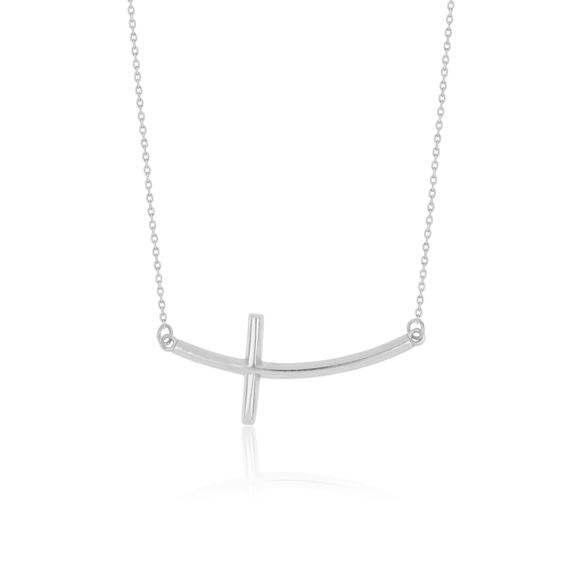 "The Rachel" Curved-Sideways Cross Necklace