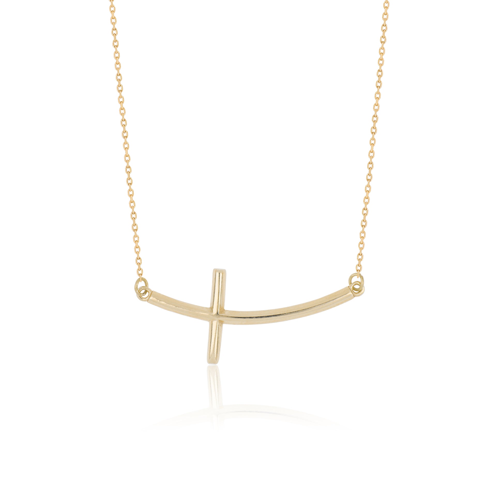 "The Rachel" Curved-Sideways Cross Necklace