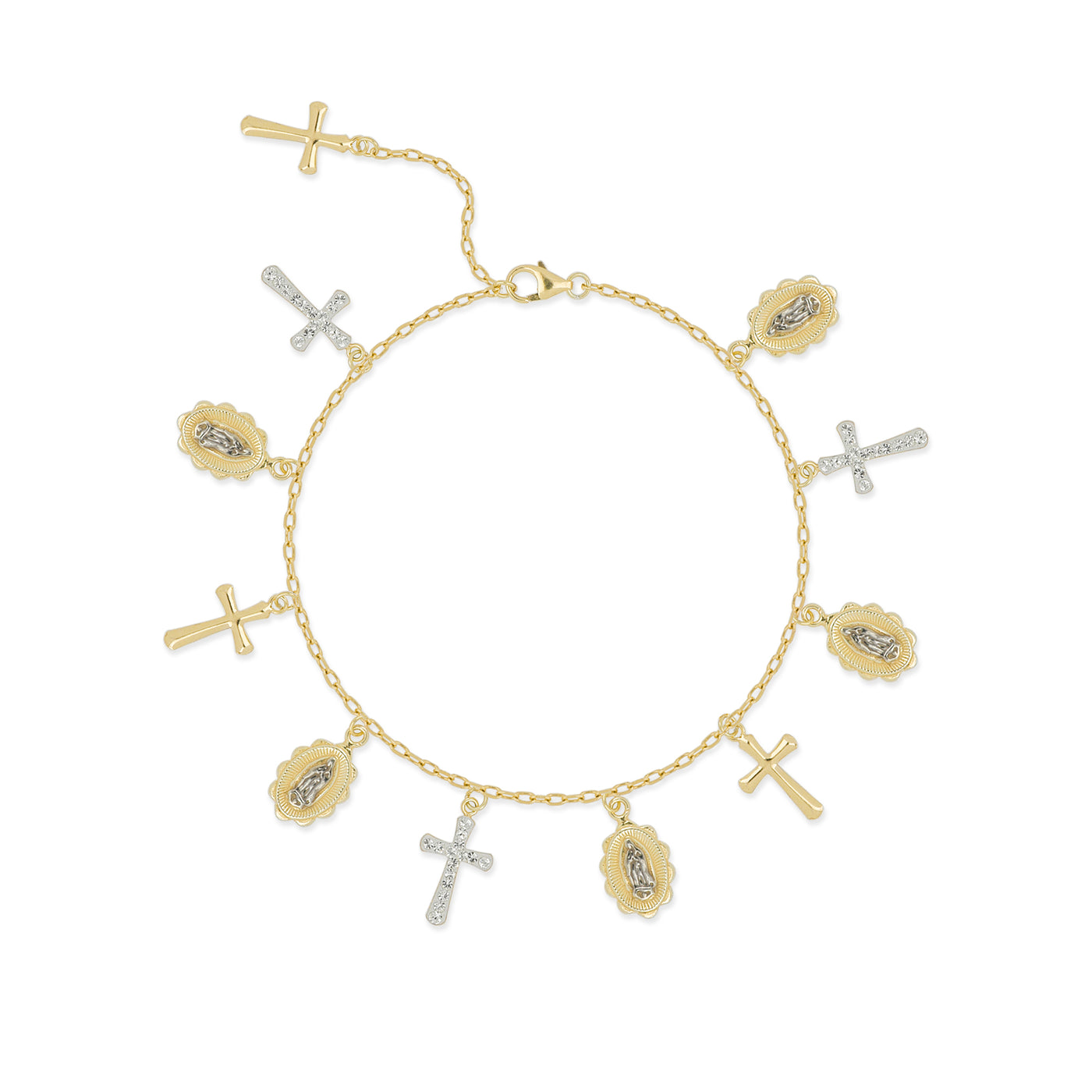 "Answered Prayer" Crystal Cross Charm Bracelet | 7"+1"