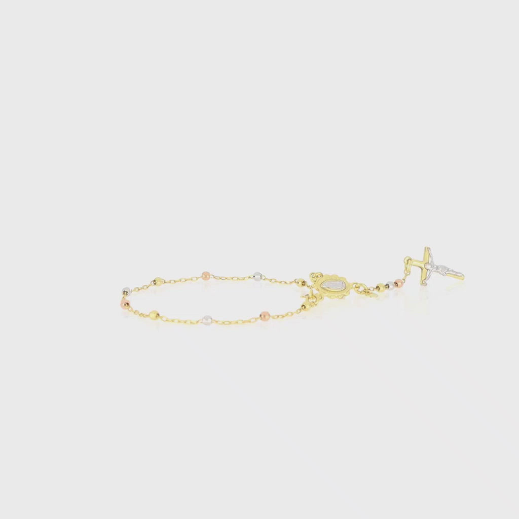 Rosary Bracelet with Crucifix & Virgin Mary Medallion - Gloria Jewels