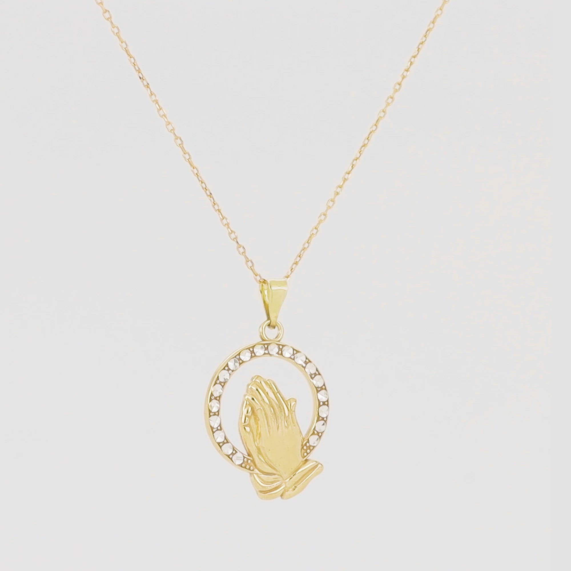 Colgante de halo de cristal "Manos en oración"