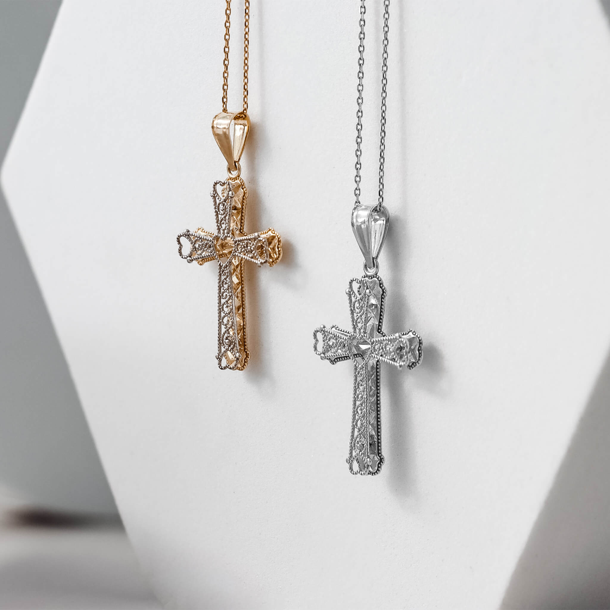 Filigree Style Cross Necklace Pendant - Gloria Jewels