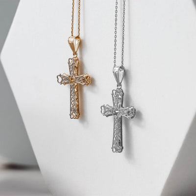 Filigree Style Cross Necklace Pendant - Gloria Jewels