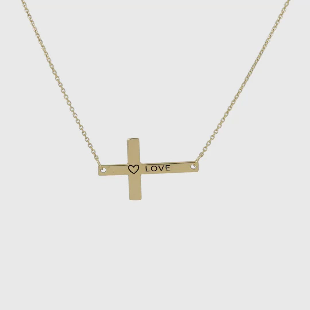 "The Susanna" Sideways Cross Necklace (Word-Inscribed Version Available)
