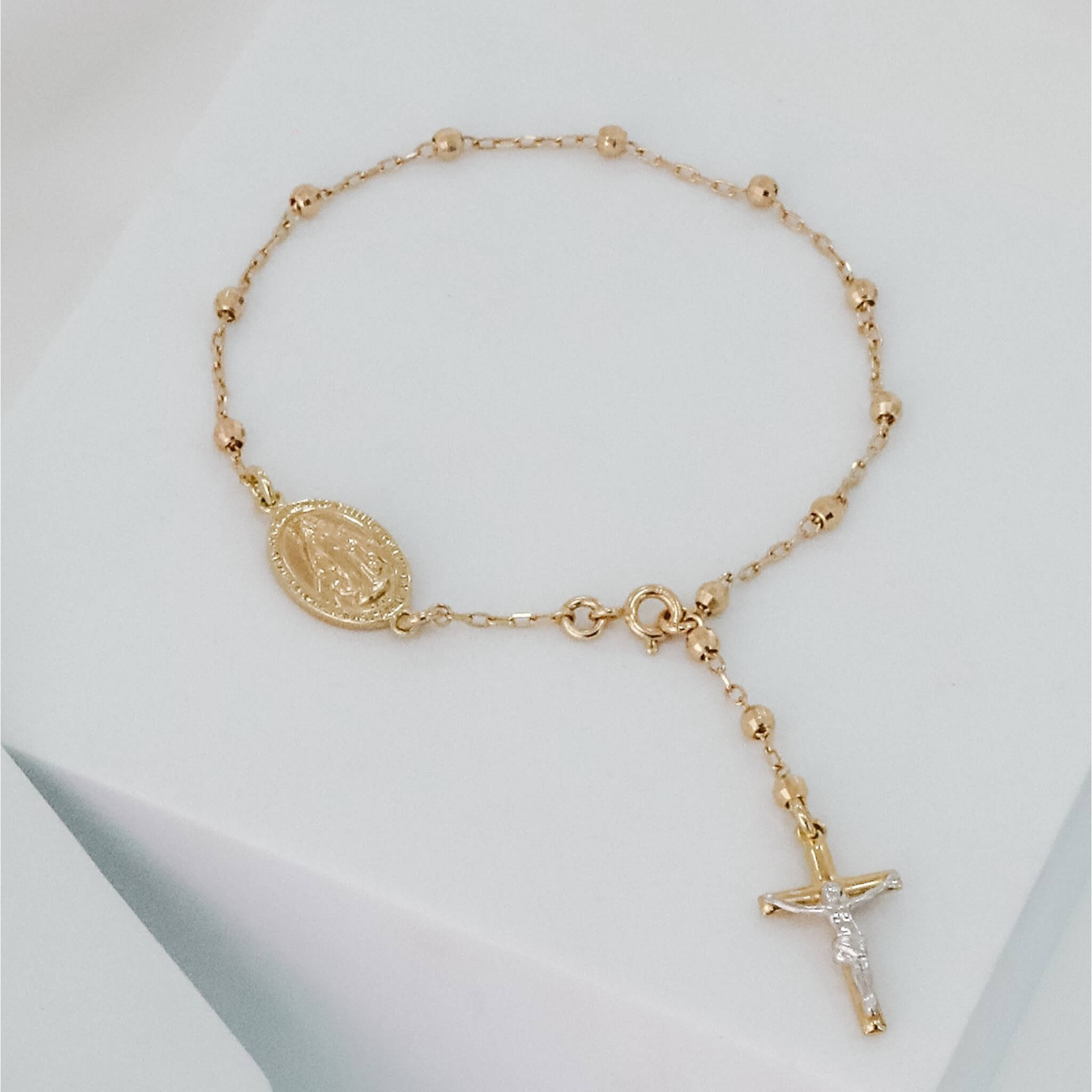 Rosary Bracelet with Miraculous Metal + Crucifix - Gloria Jewels