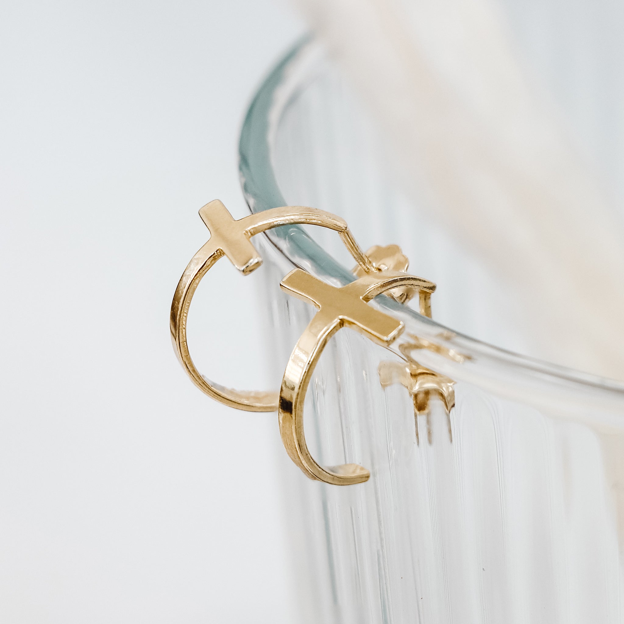 Divine Cross Hoop Earrings - Gloria Jewels