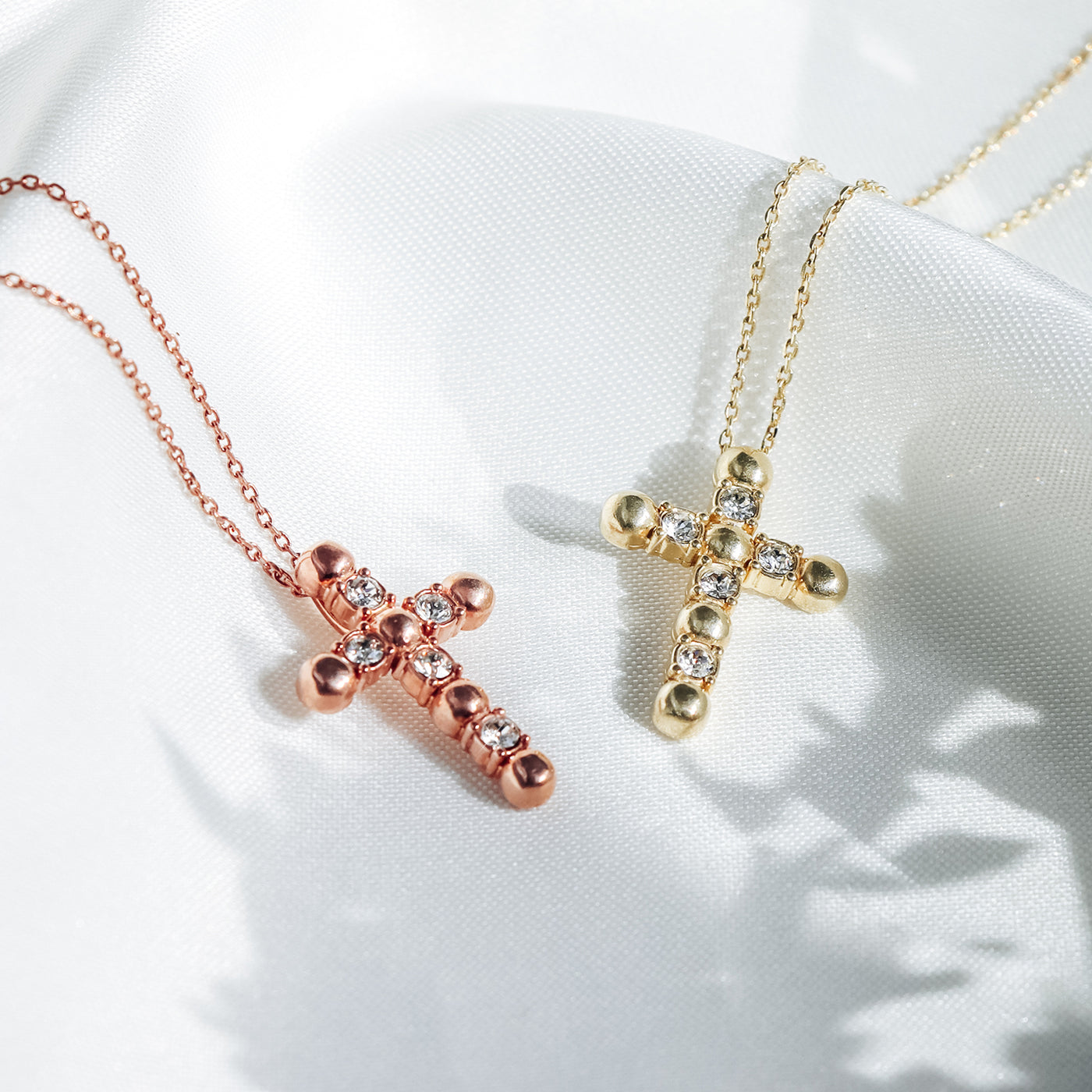 Delicate Crystal Cross Pendant Necklace - Gloria Jewels