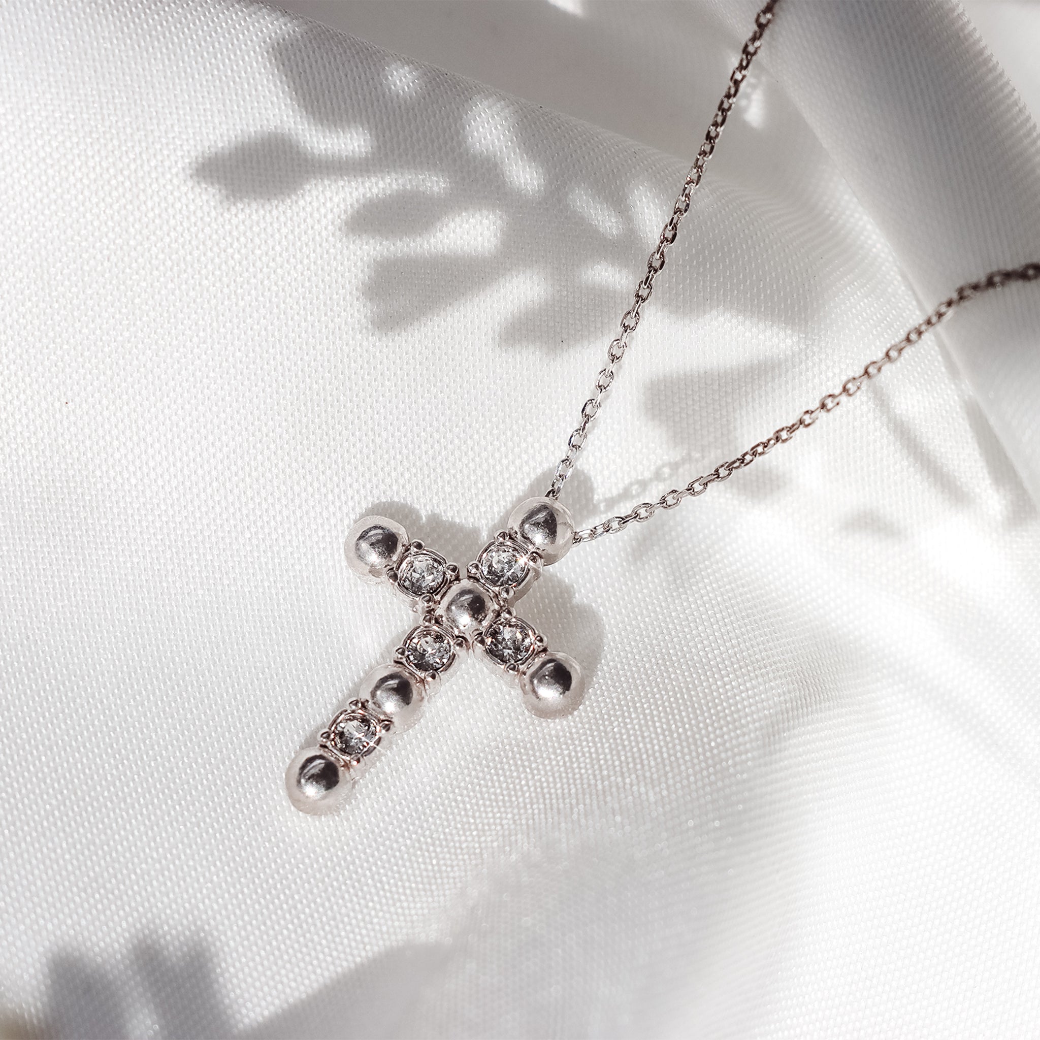 Delicate Crystal Cross Pendant Necklace - Gloria Jewels