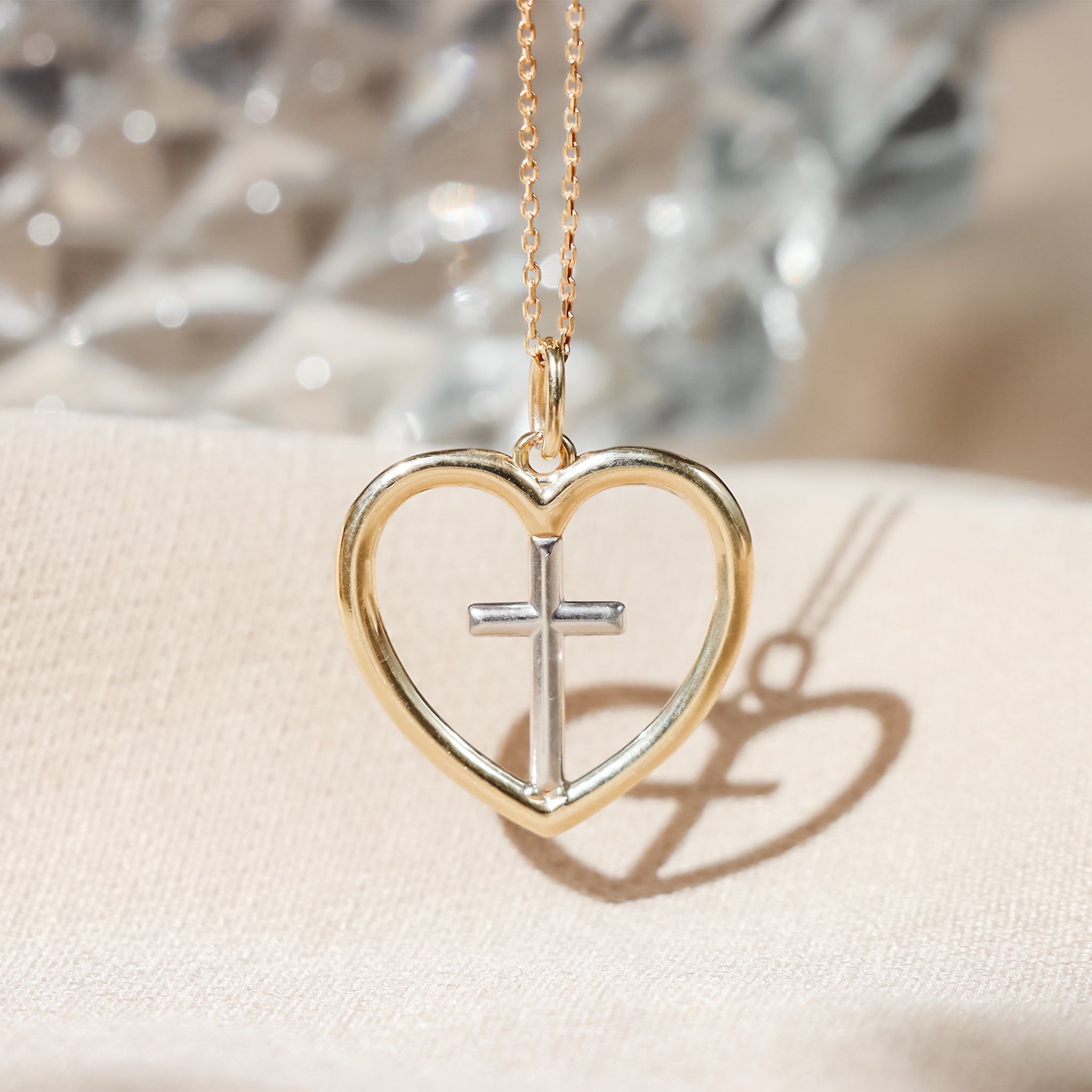 Cross Within Heart Pendant Necklace - Gloria Jewels