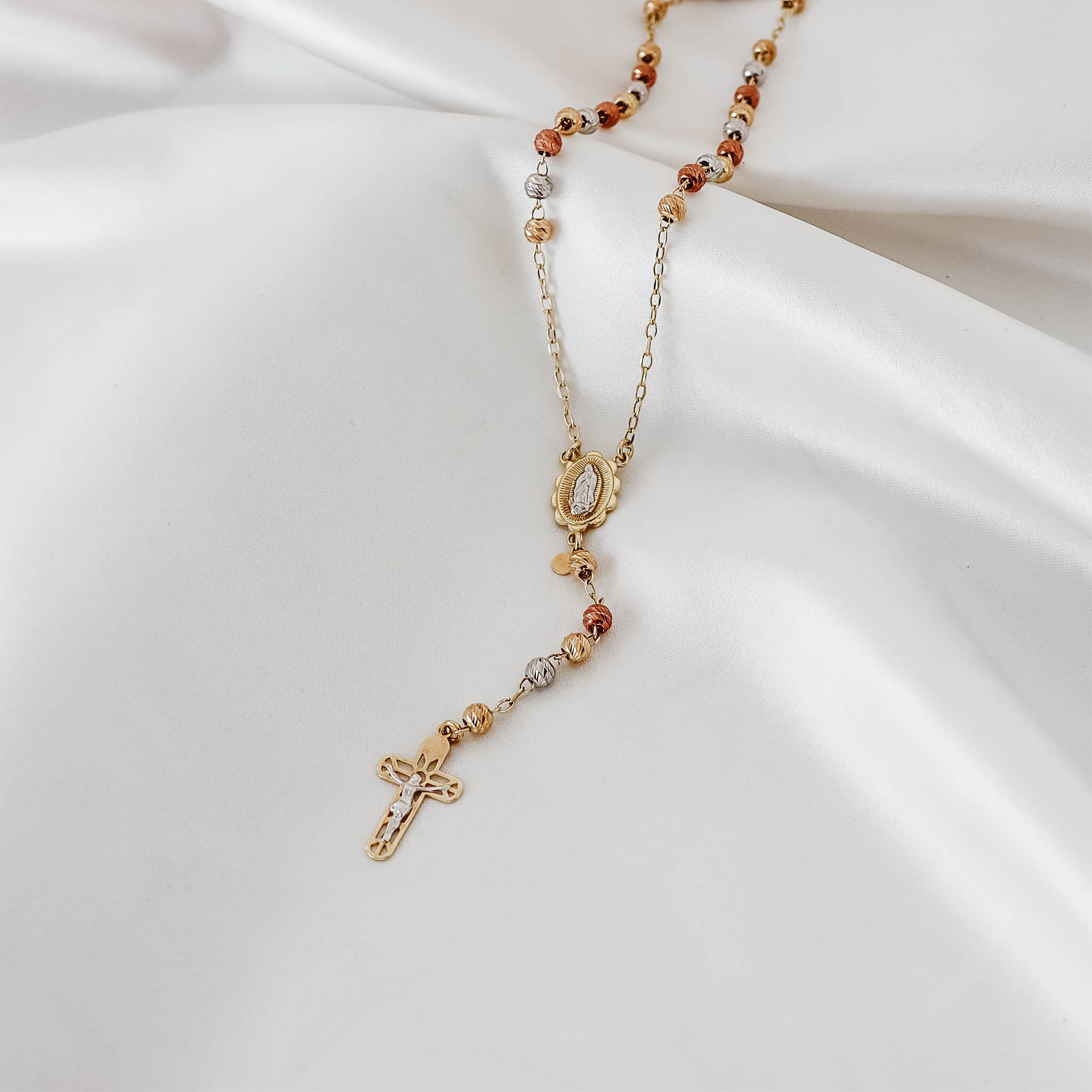 Rosary Necklace with Detailed Crucifix Pendant - Gloria Jewels