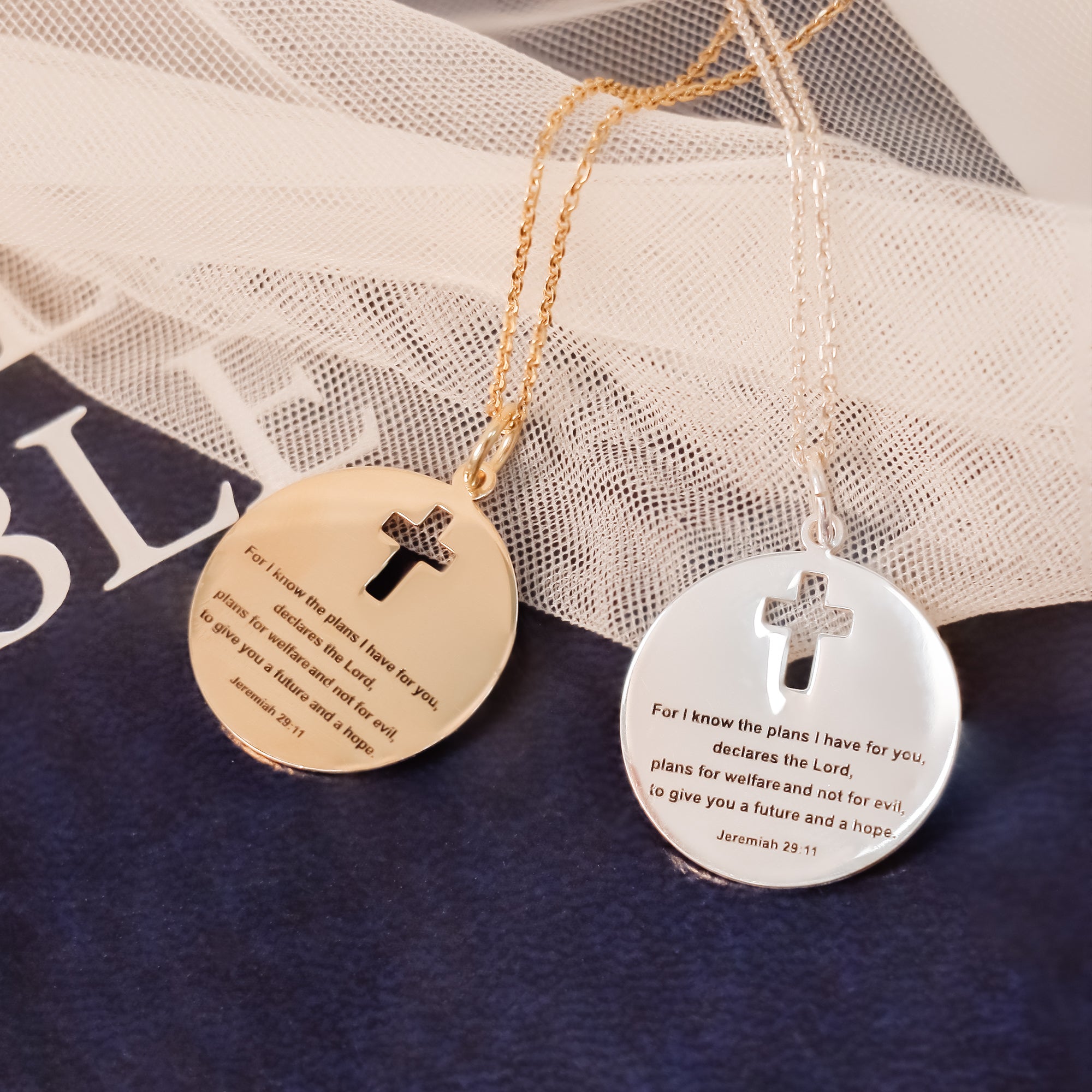 Inscribed Bible Verse Round Pendant
