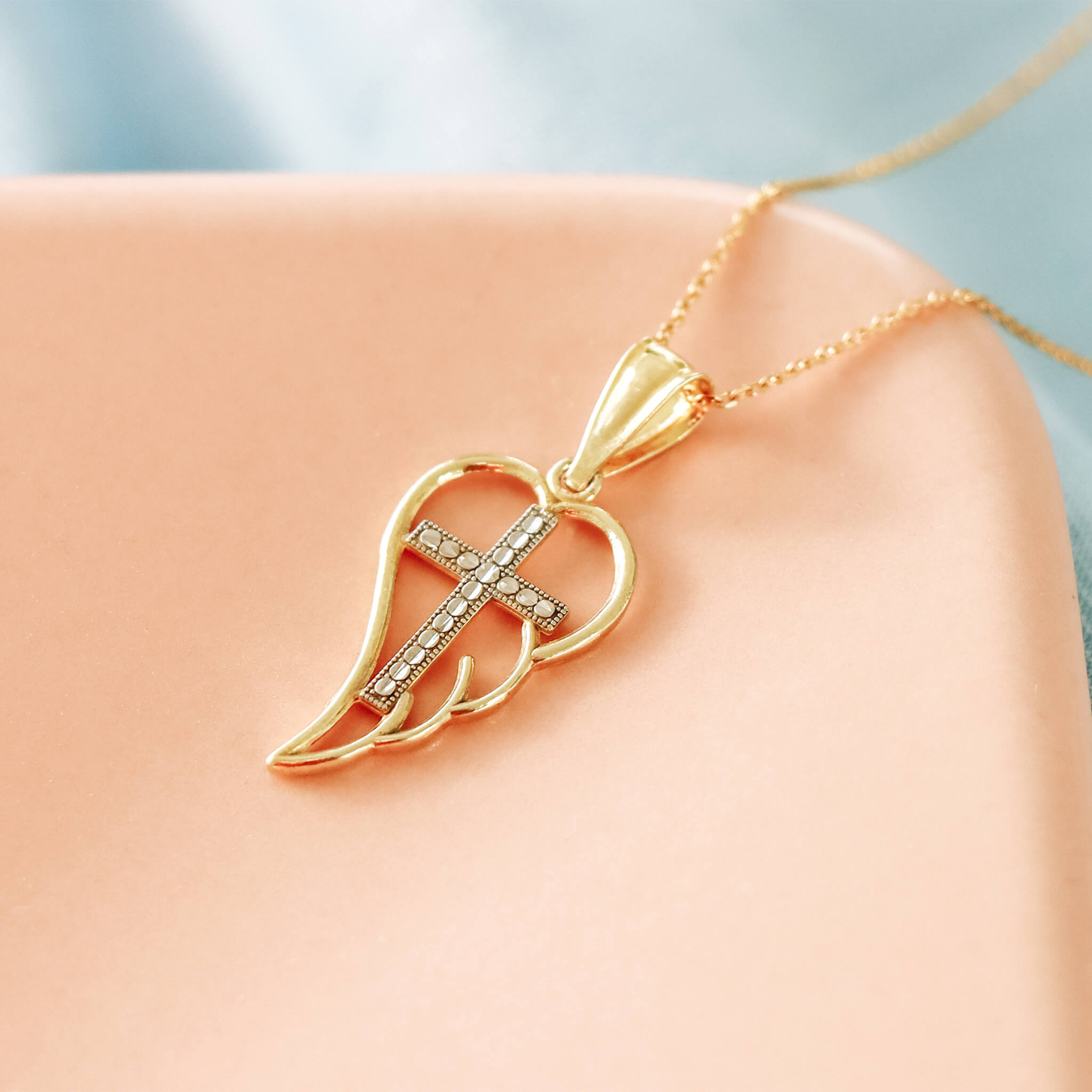 Angel Wing Cross Pendant - Gloria Jewels