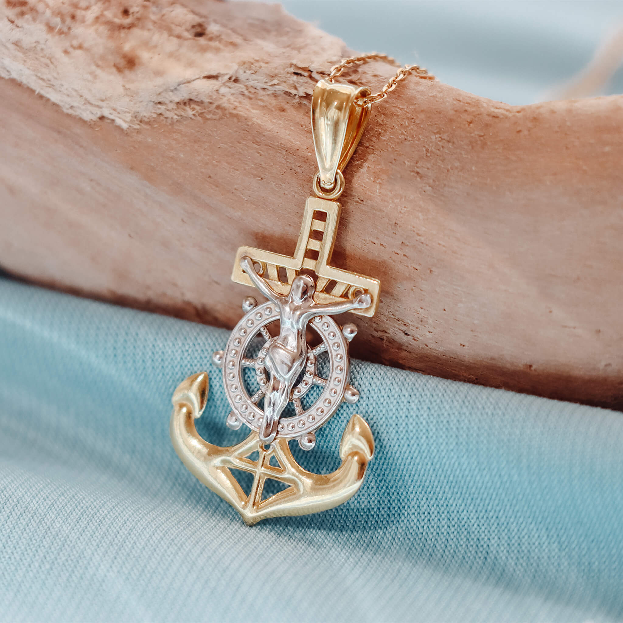 Anchor Crucifix Necklace Pendant - Gloria Jewels