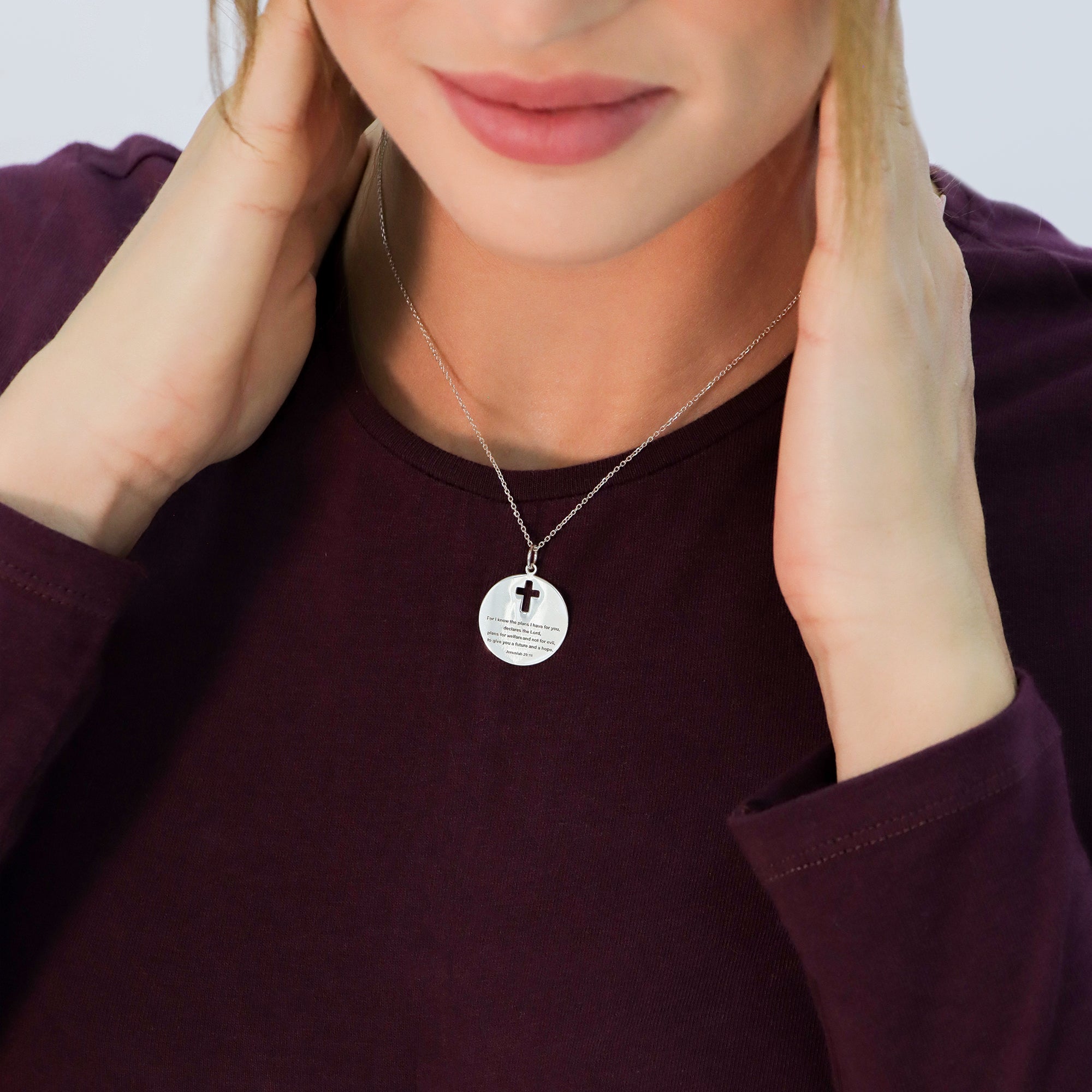 Inscribed Bible Verse Round Pendant
