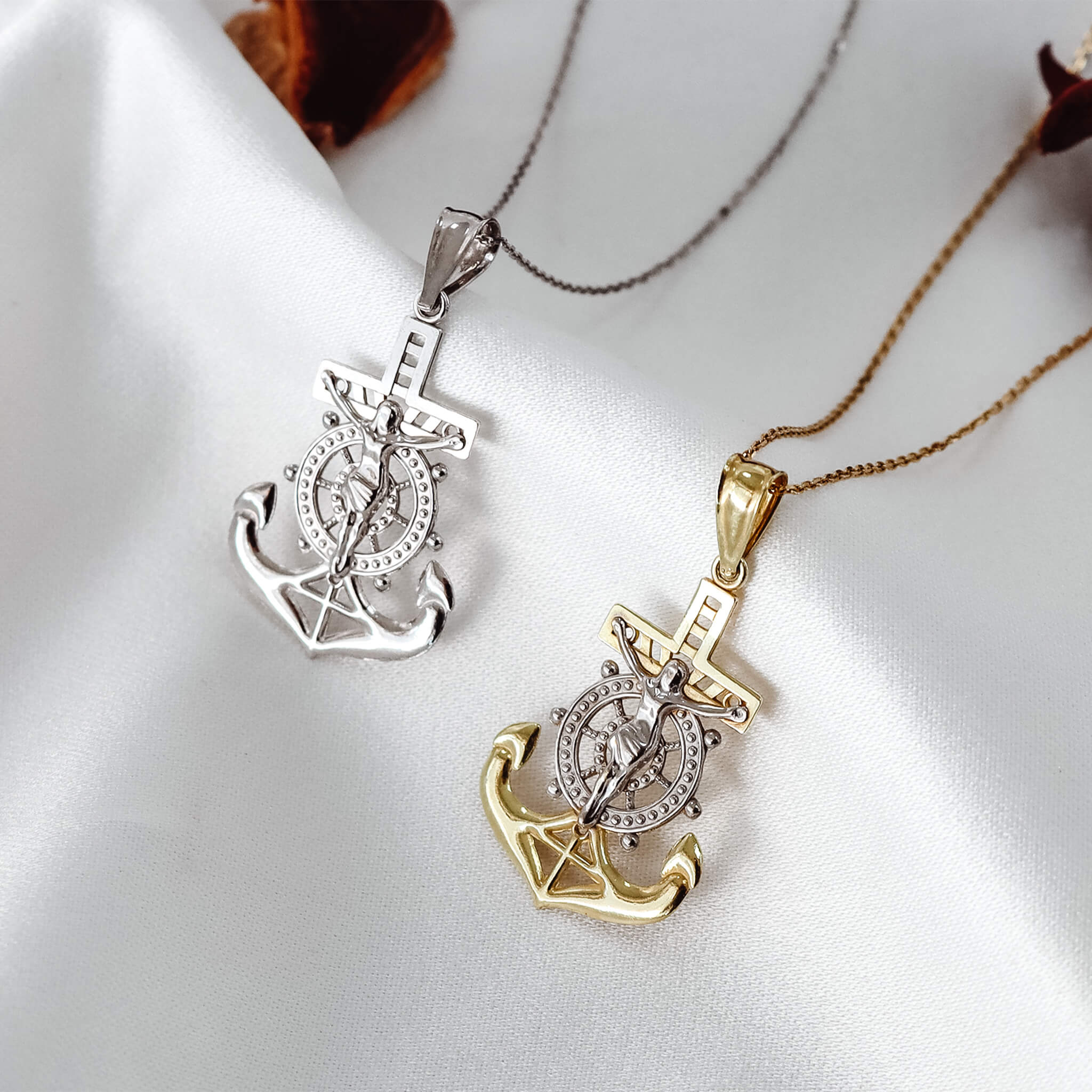 Anchor Crucifix Necklace Pendant - Gloria Jewels