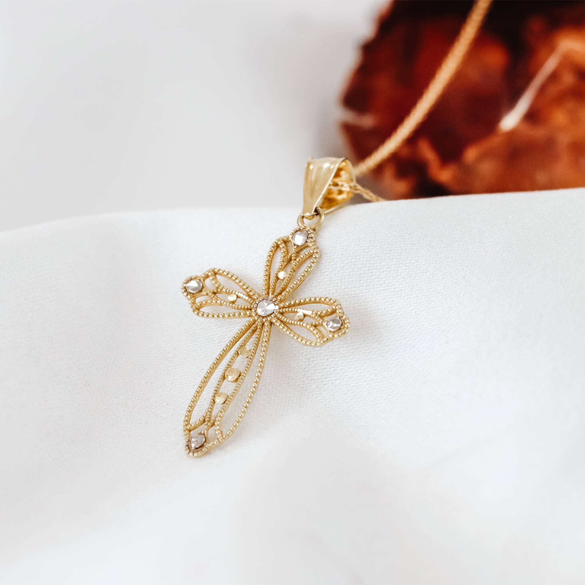 Softly Curved Cross Necklace Pendant - Gloria Jewels