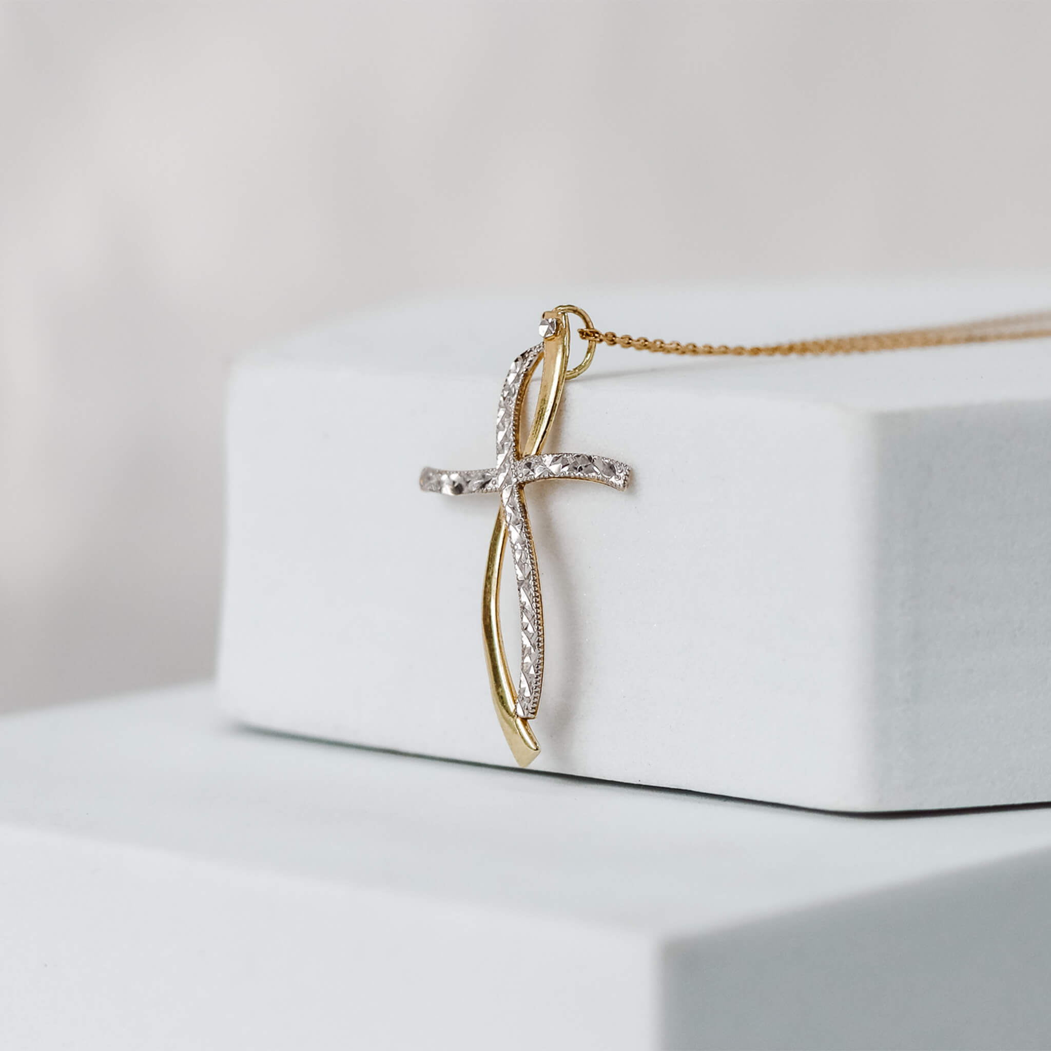 Ribbon Cross Necklace Pendant - Gloria Jewels