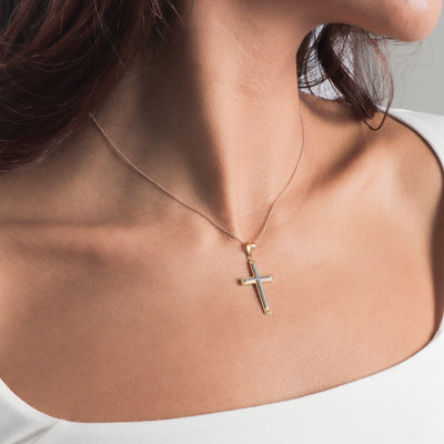 Classic Two Layer Polished Cross Pendant - Gloria Jewels