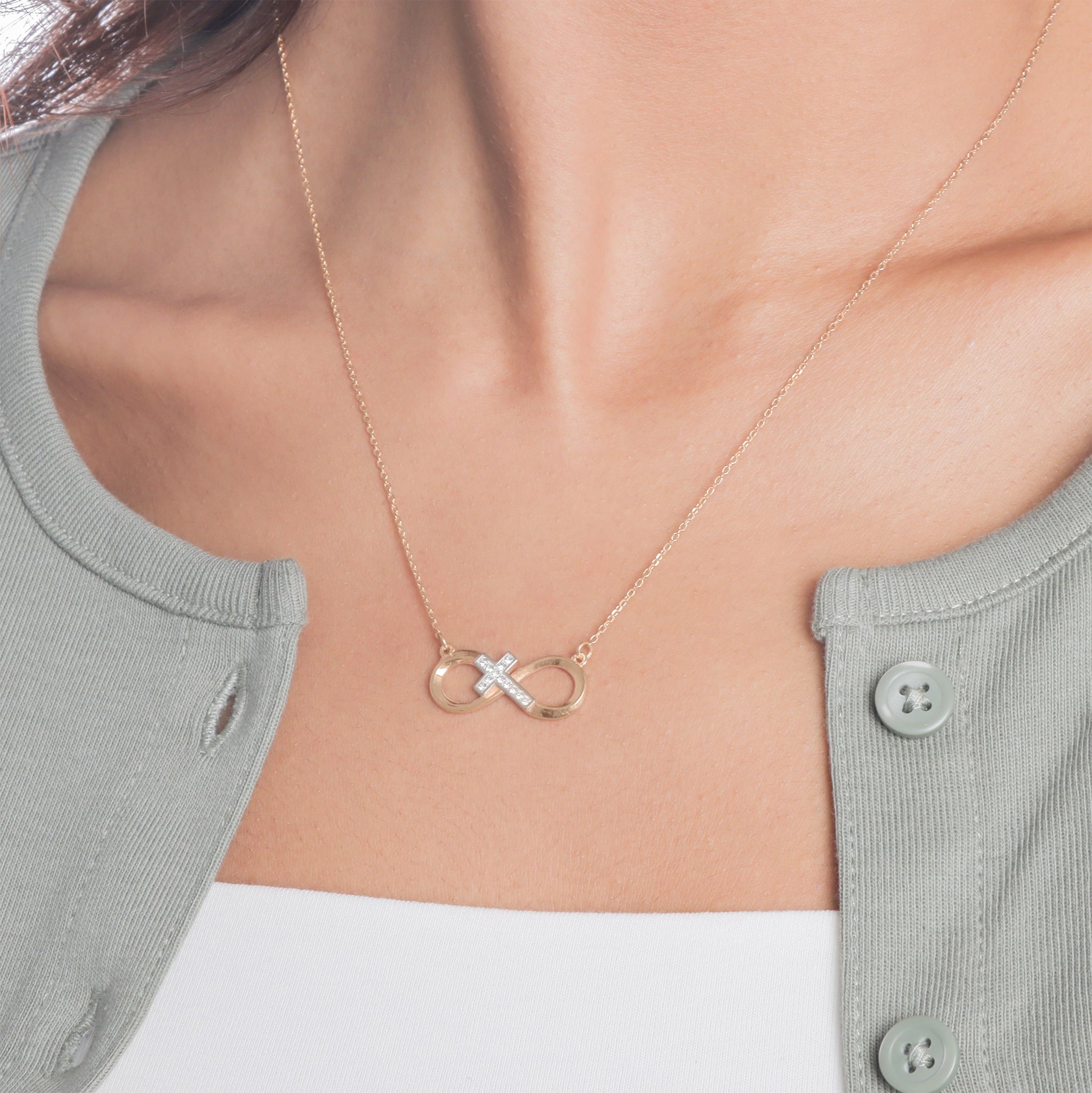 Crystal Cross Within Infinity Pendant Necklace - Gloria Jewels