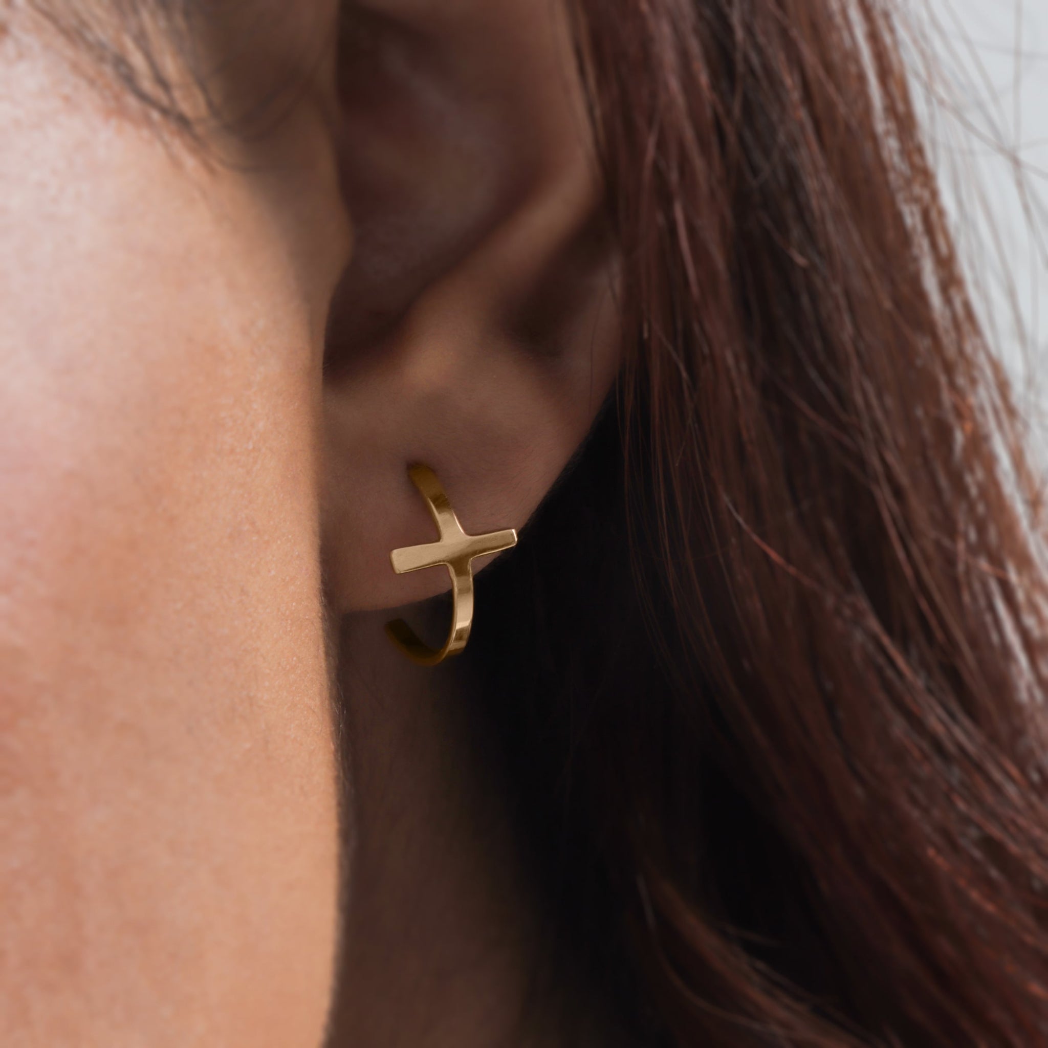 Divine Cross Hoop Earrings - Gloria Jewels