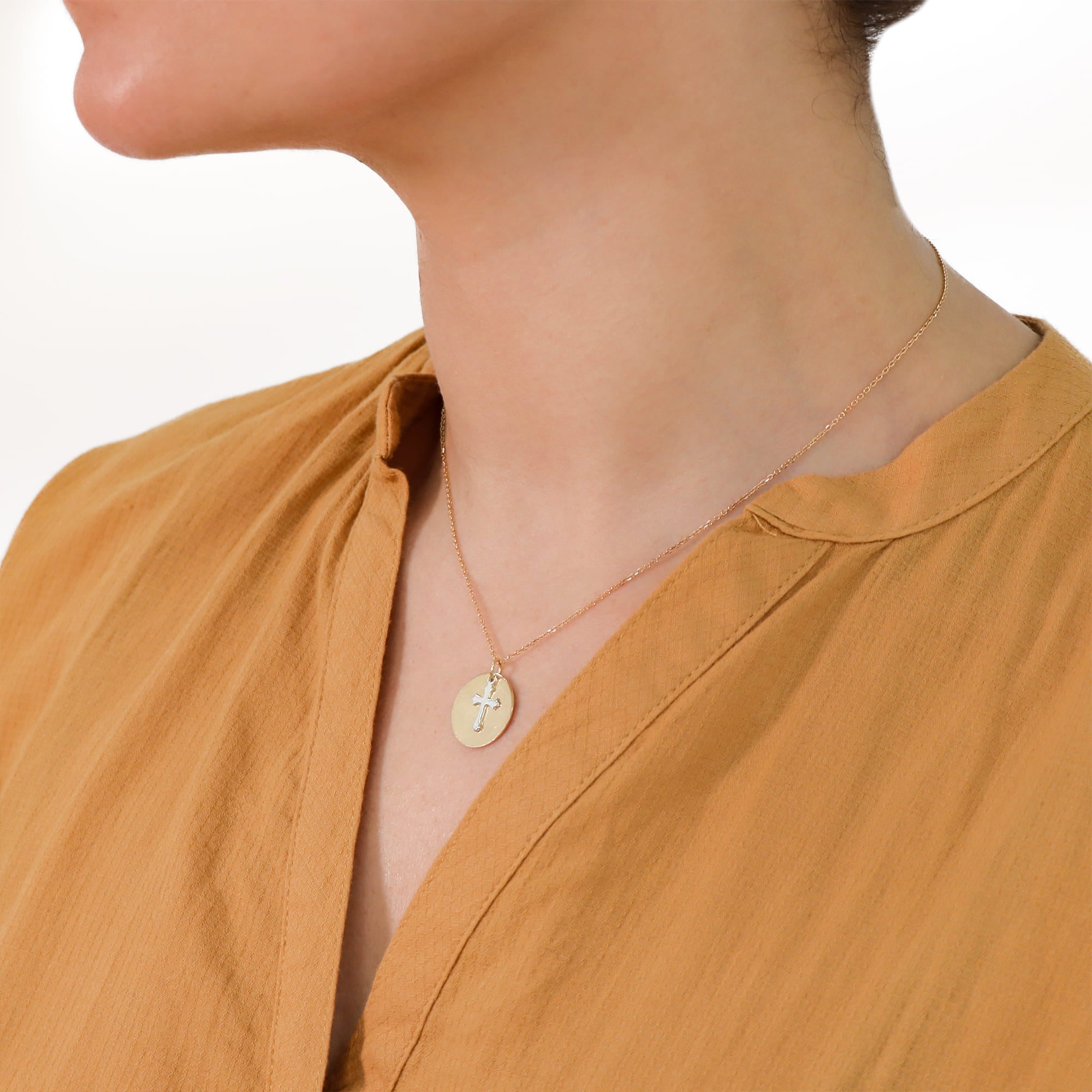 Versatile Cross Charm Disc Pendant