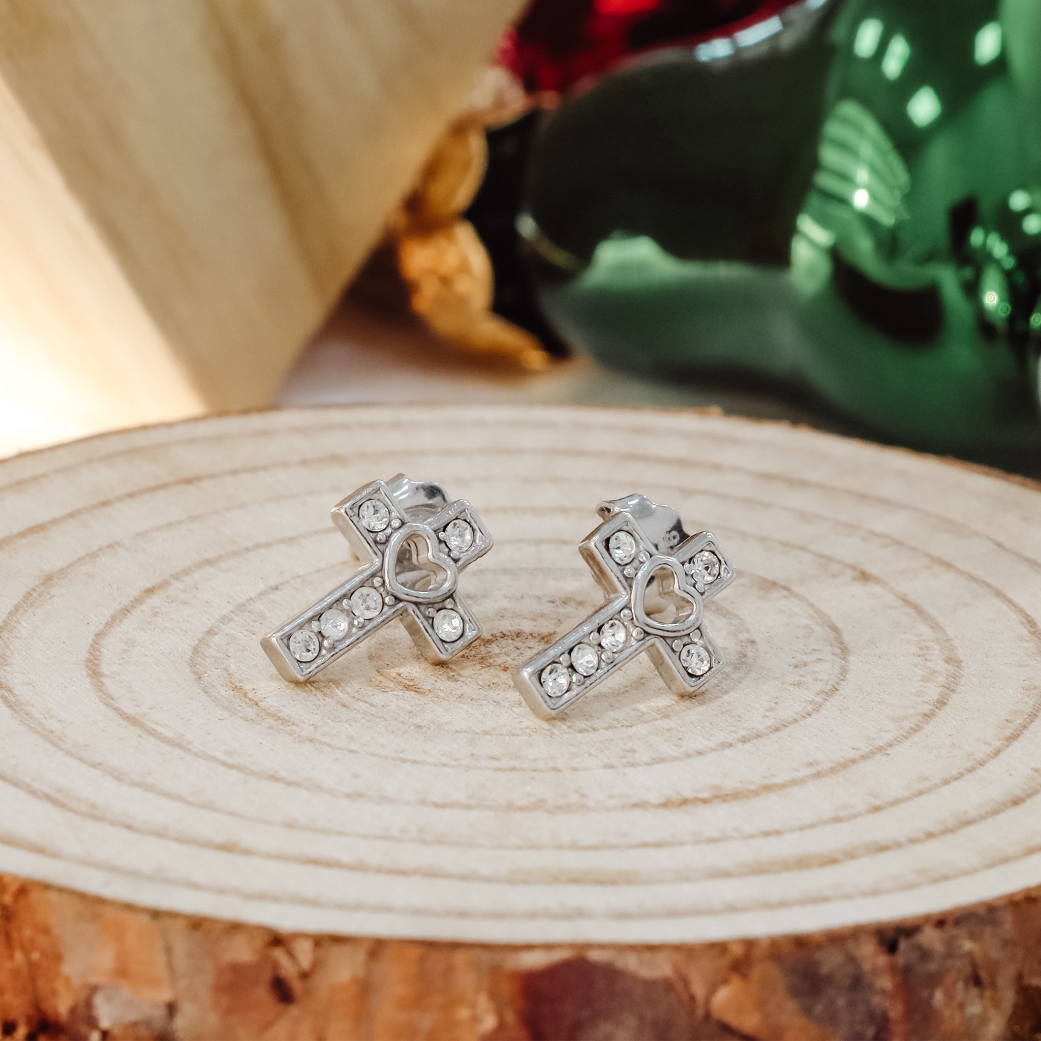 Crystal Cross Earrings - Gloria Jewels