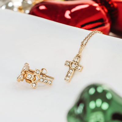 "The Sweetheart" Crystal Cross Earrings