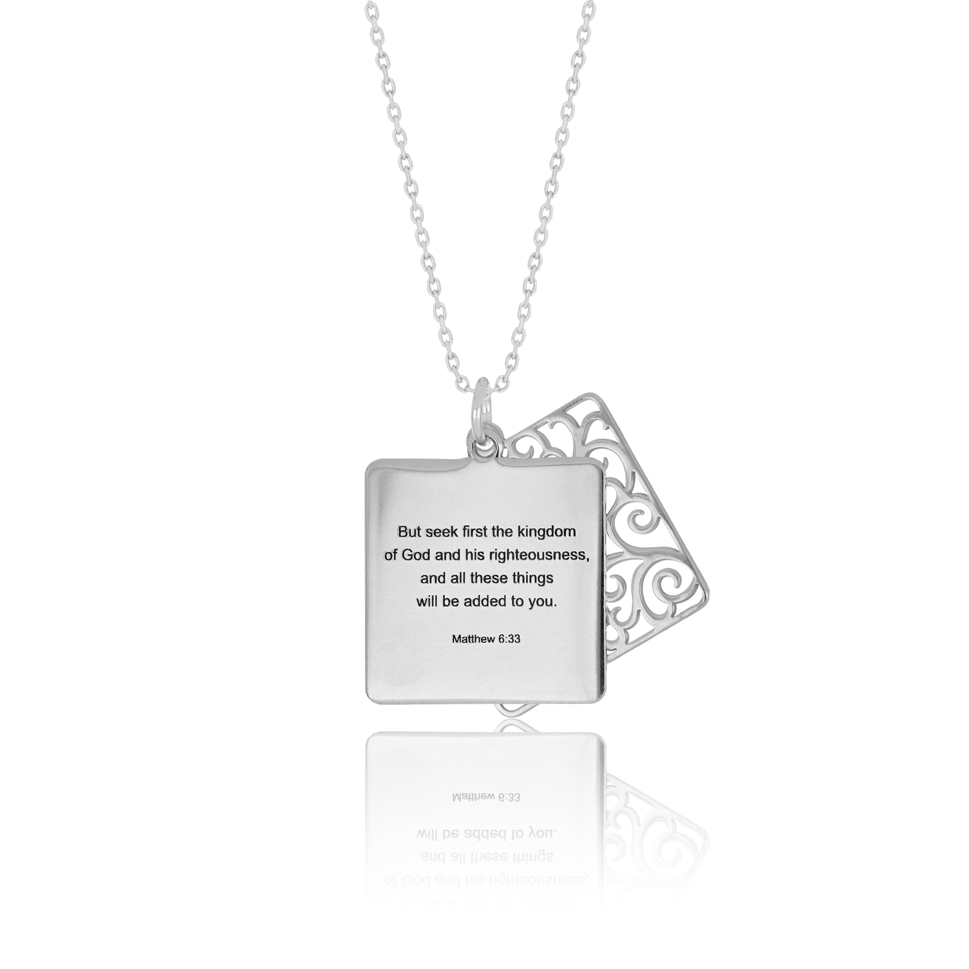 Inscribed Bible Verse Square Pendant