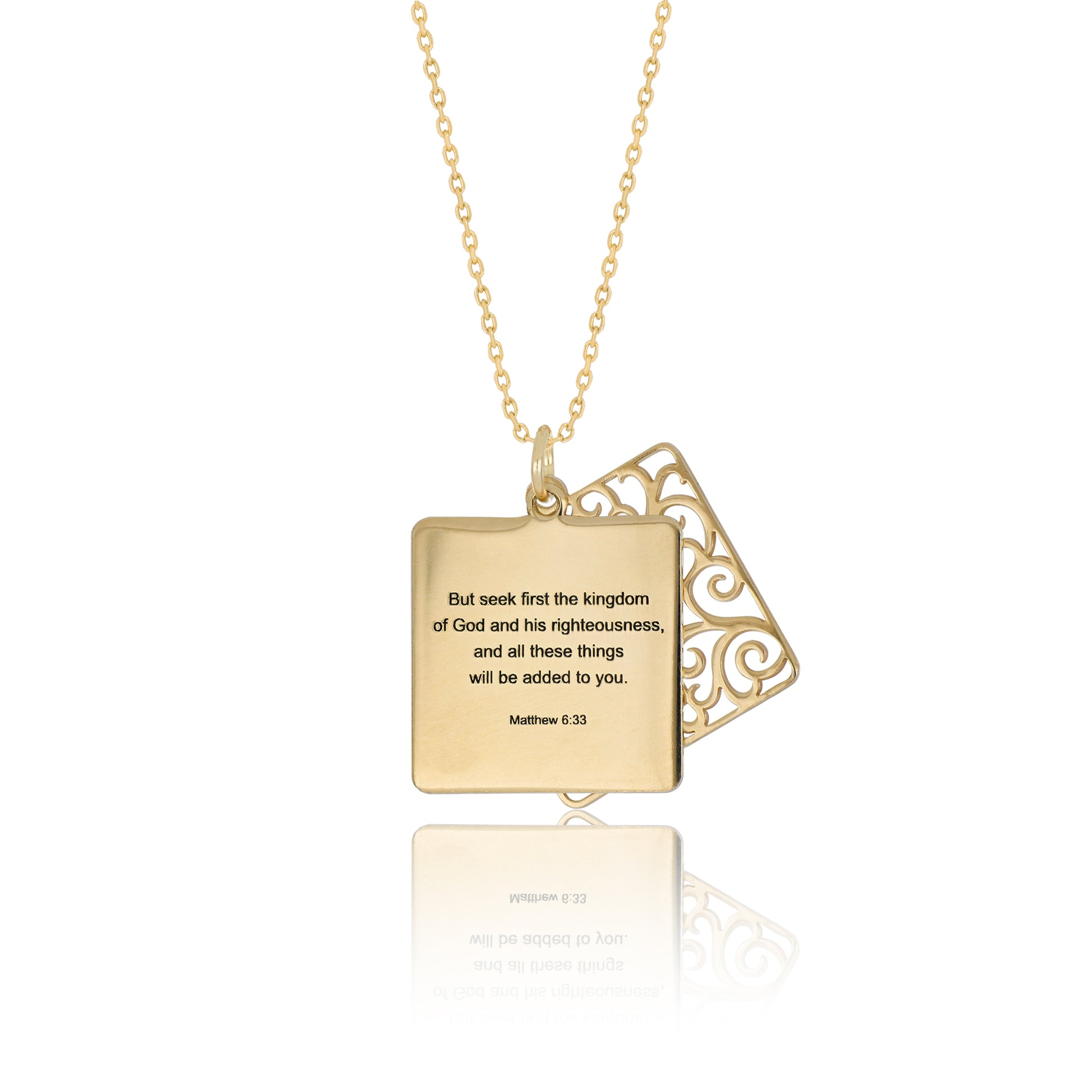 Inscribed Bible Verse Square Pendant