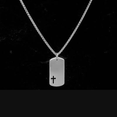 Military Tag Pendant With Laser-Cut Cross