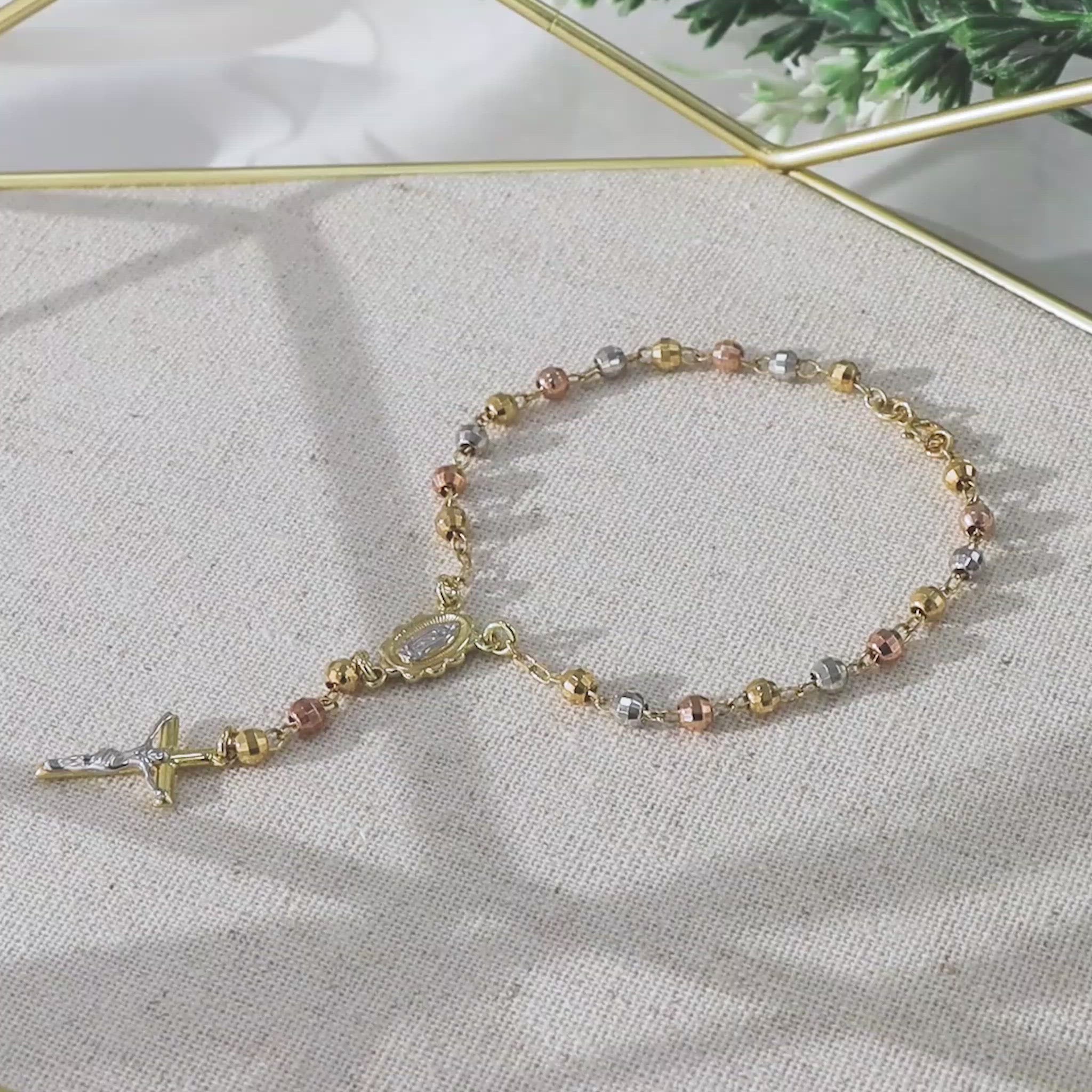 Rosary Bracelet with Diamond Cut Brilliant Beads - Gloria Jewels