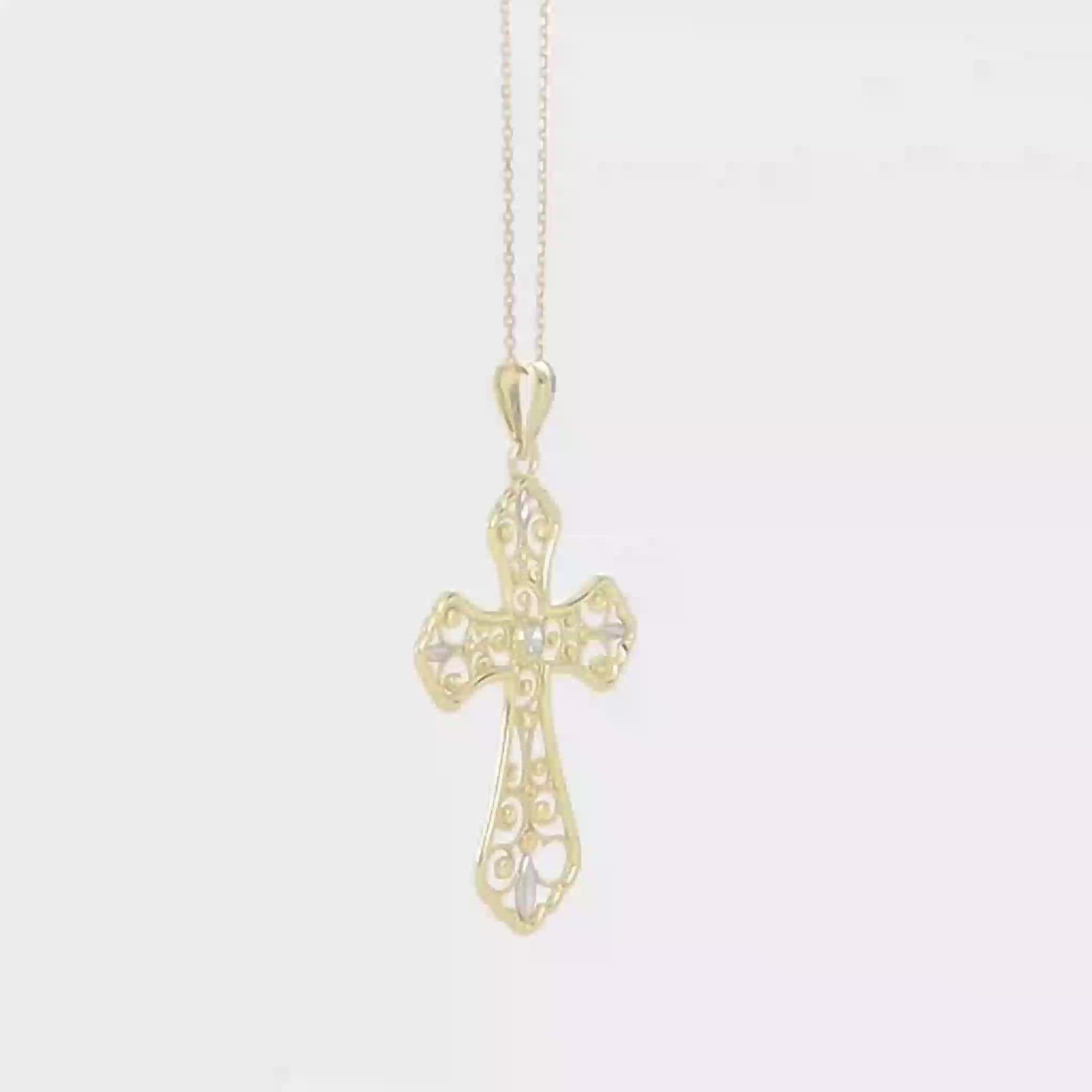 Elegant Diamond-Cut Cross Pendant | Large - Gloria Jewels