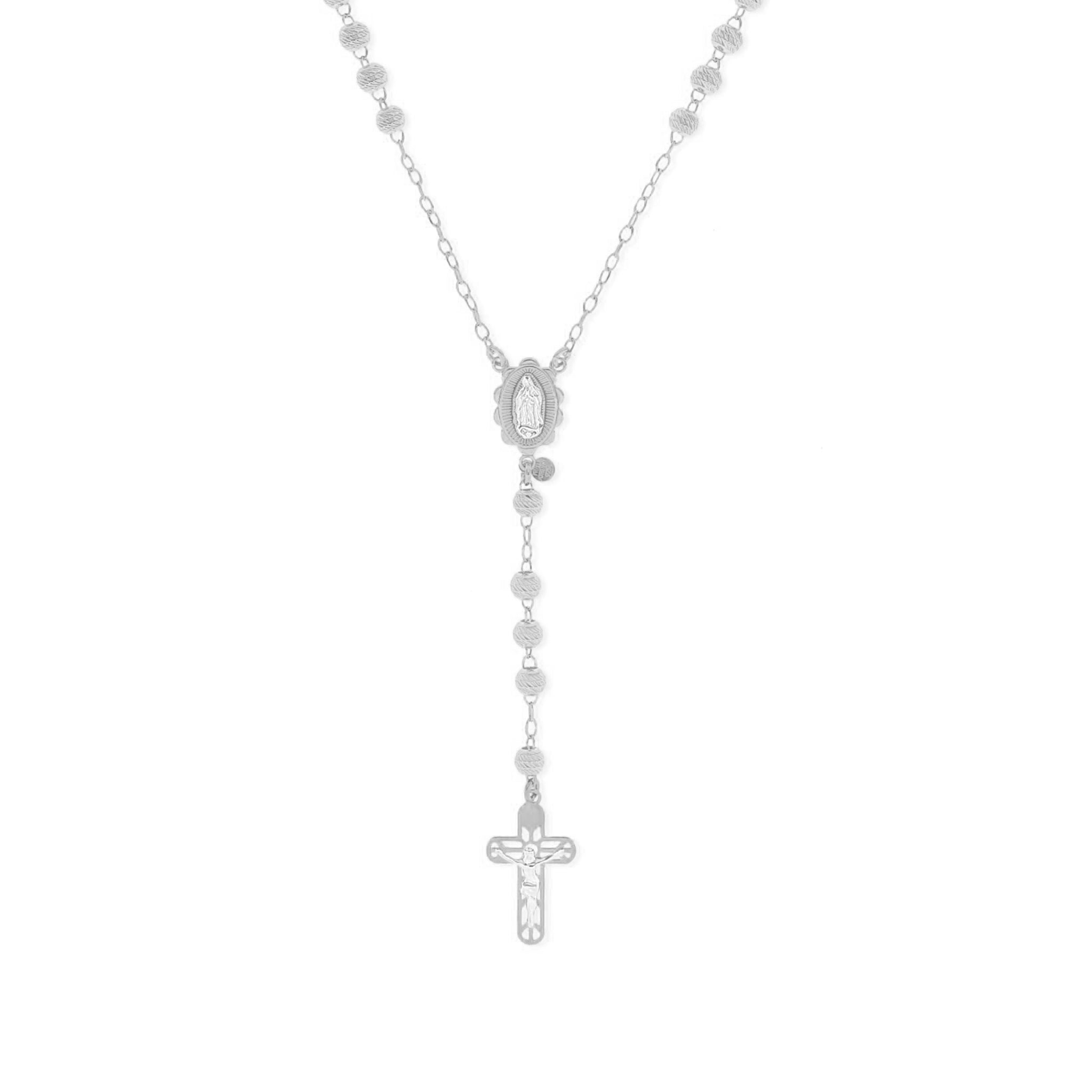 Rosary Necklace with Detailed Crucifix Pendant - Gloria Jewels