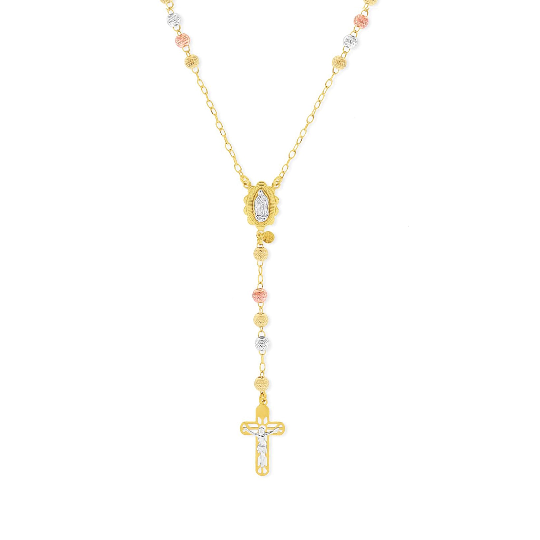 Rosary Necklace with Detailed Crucifix Pendant - Gloria Jewels